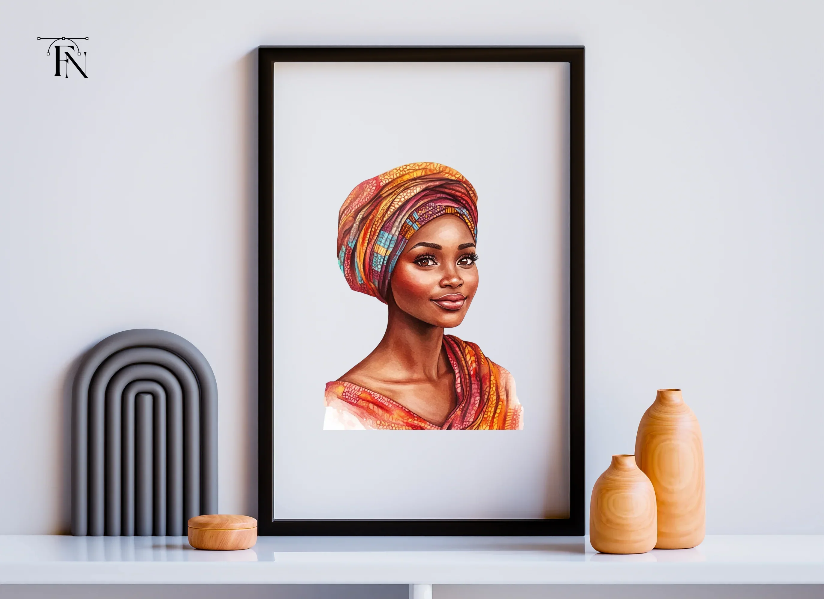 Beautiful African Woman Turban Clipart Bundle - Image 6