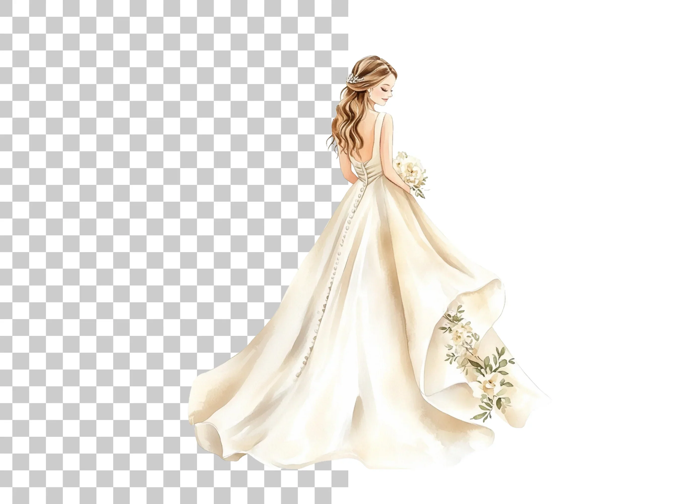 Beautiful Bride with Bouquet Clipart Bundle - Image 2