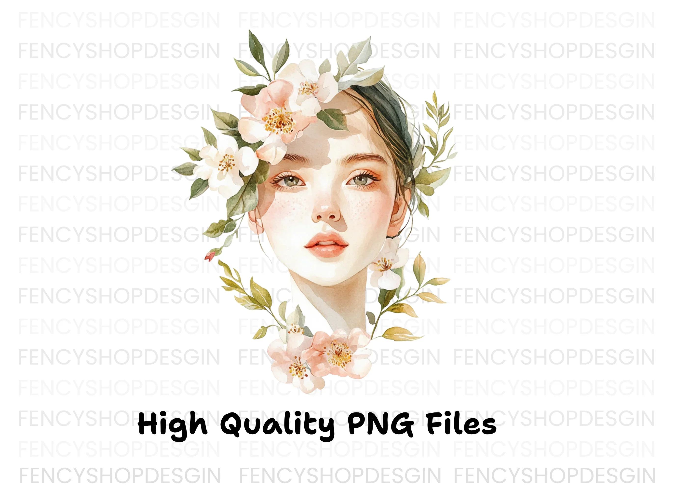 Beautiful Girl with Floral Crown Clipart Bundle - Image 2
