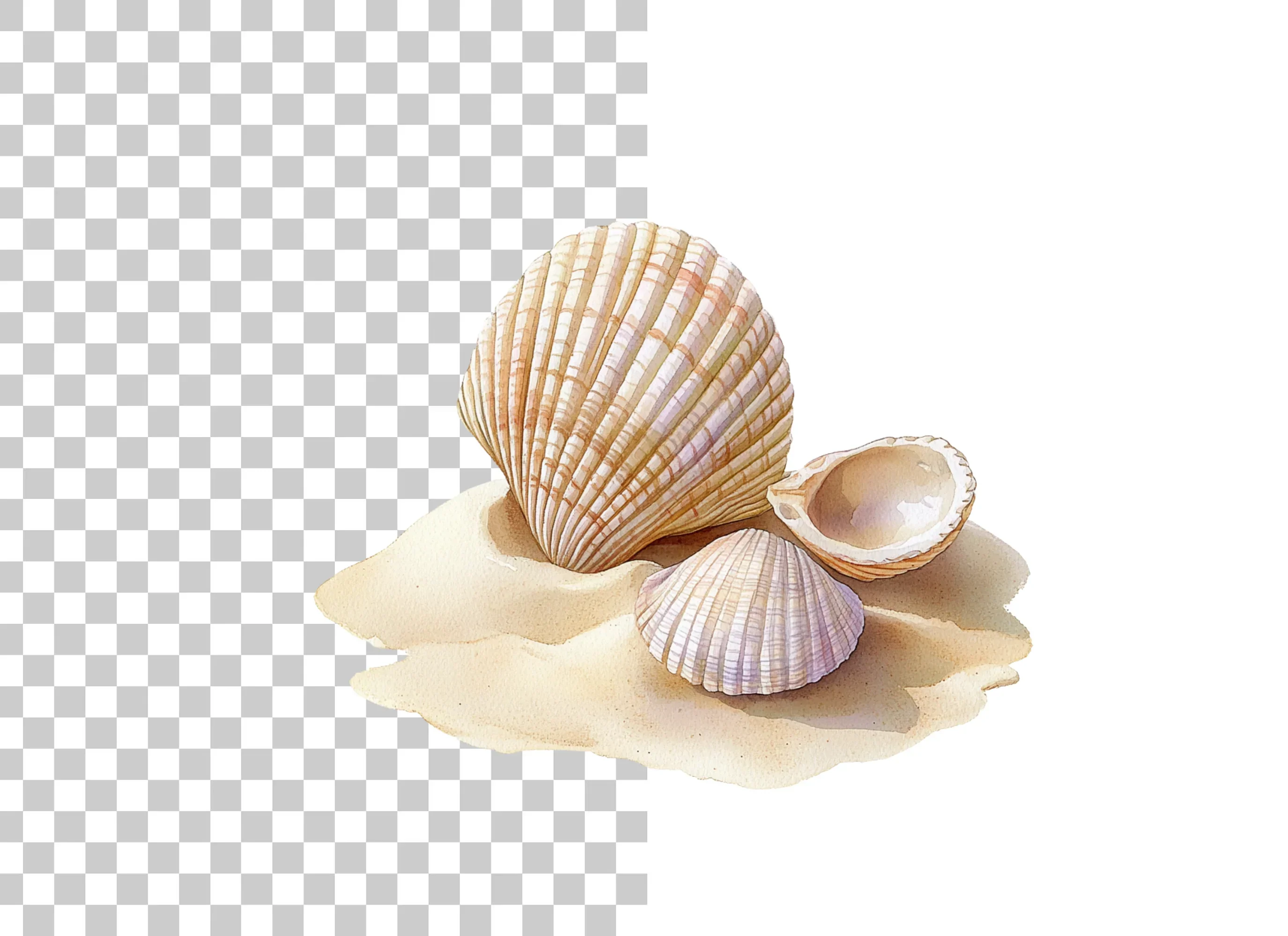 Beautiful Seashells on Sand Clipart Bundle - Image 6