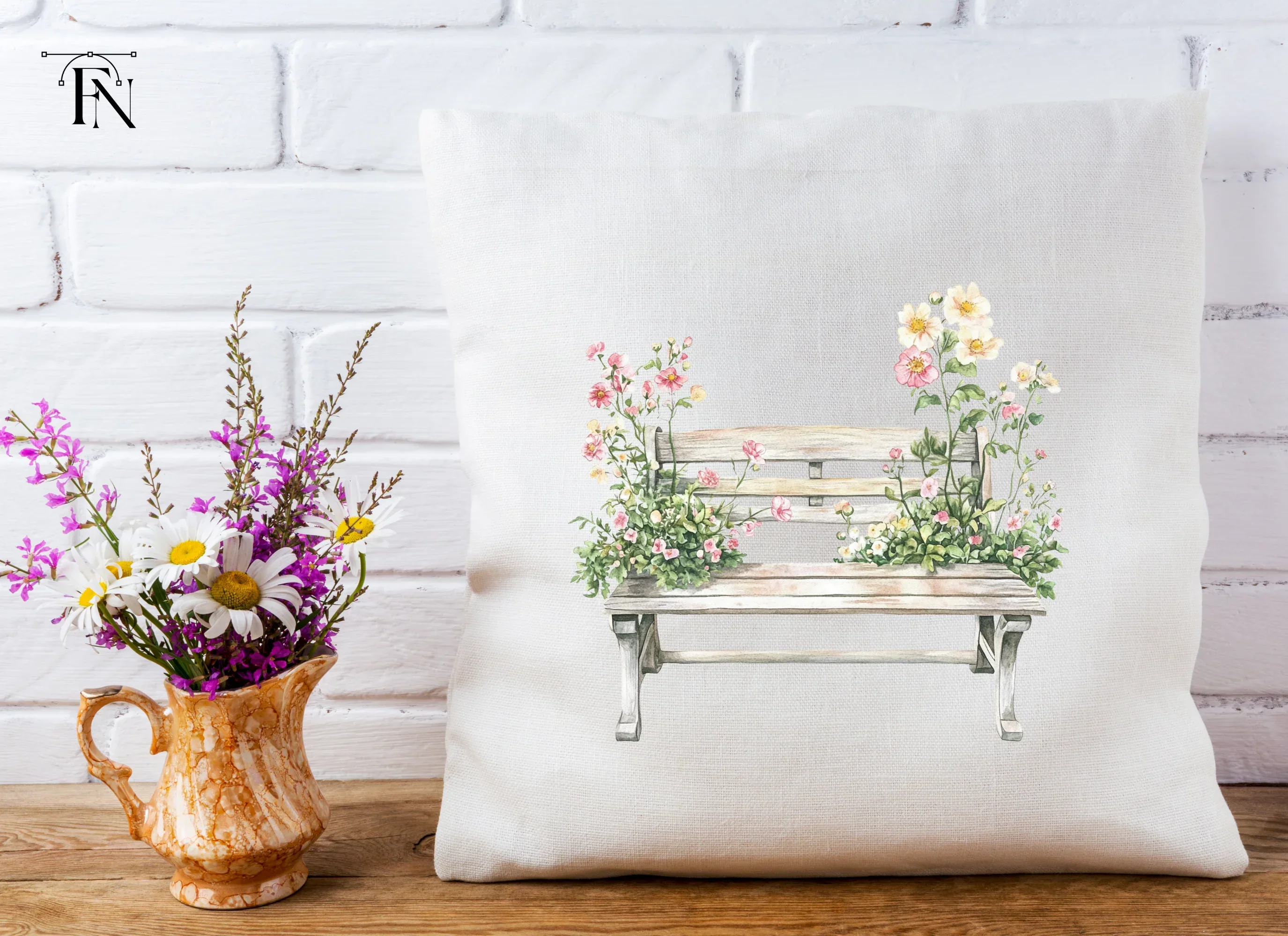 Bench with Pink Flowers Clipart Bundle - Image 4