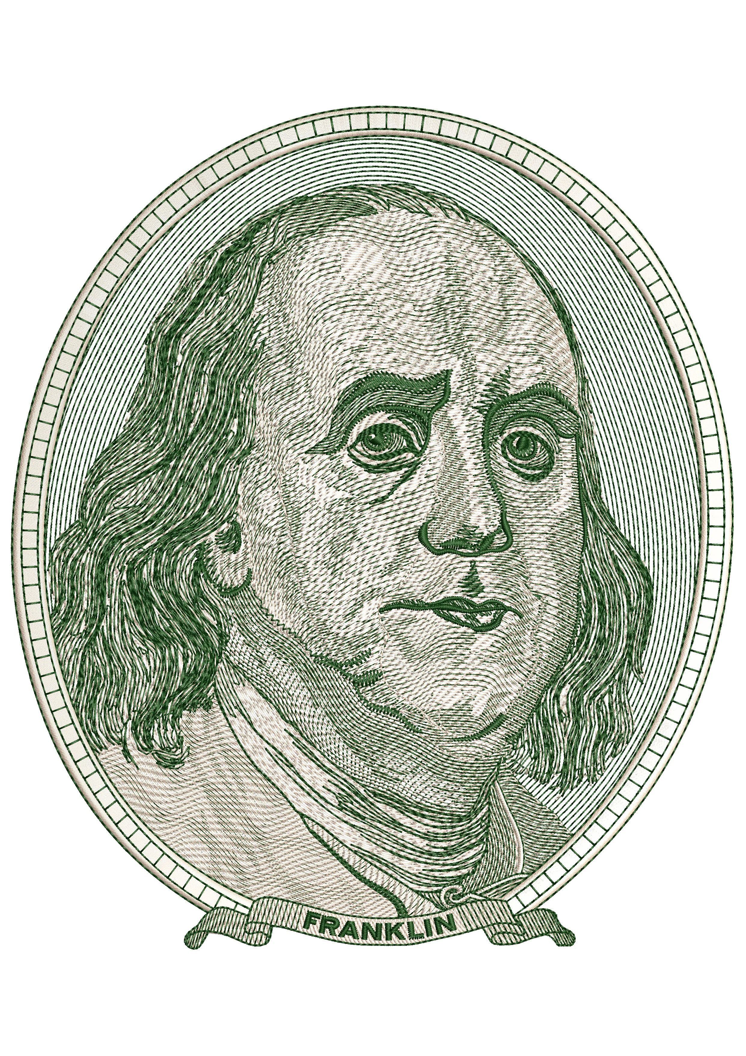 Benjamin Franklin Embroidery Design