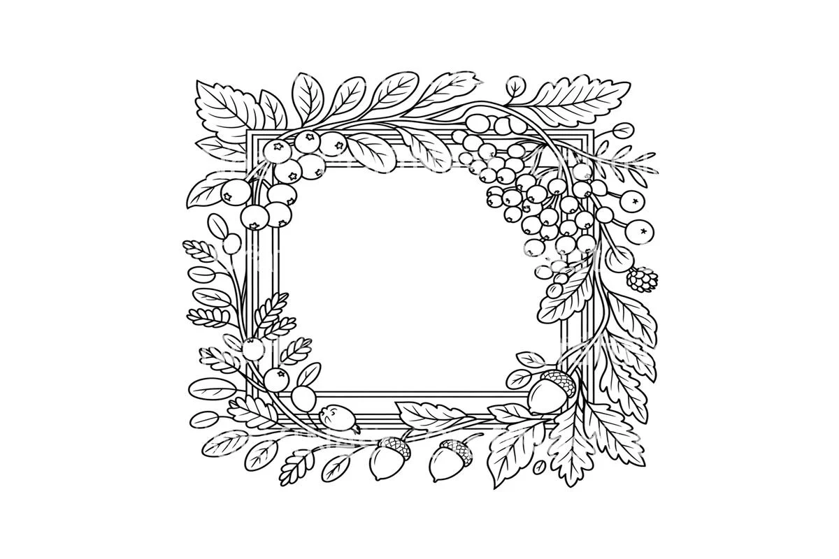 Berry and Leaf Frame Coloring Books - Image 3