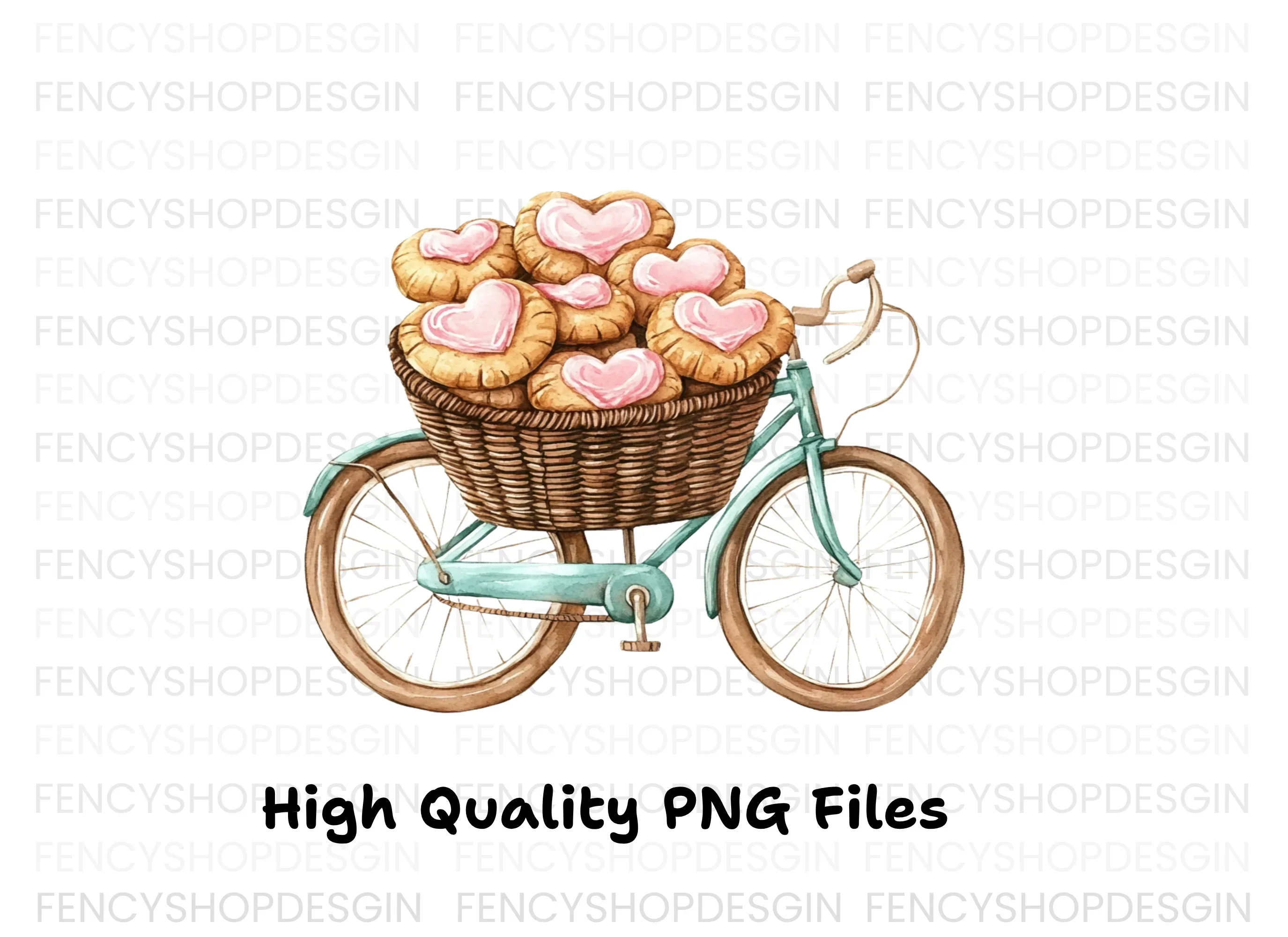 Bicycle Basket Heart Cookies Clipart Bundle - Image 3