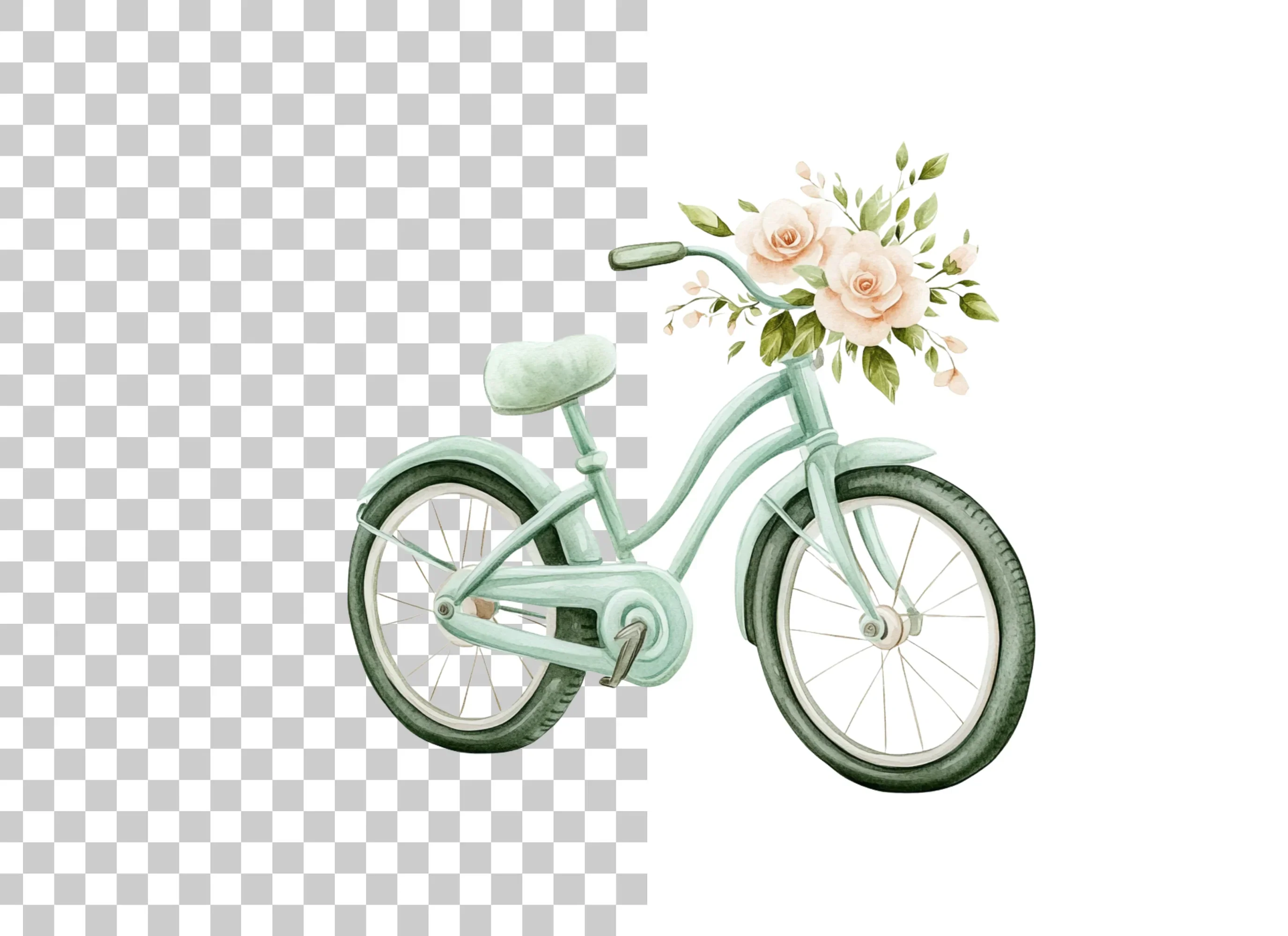 Bicycle with Peach Flowers Clipart Bundle - Image 2