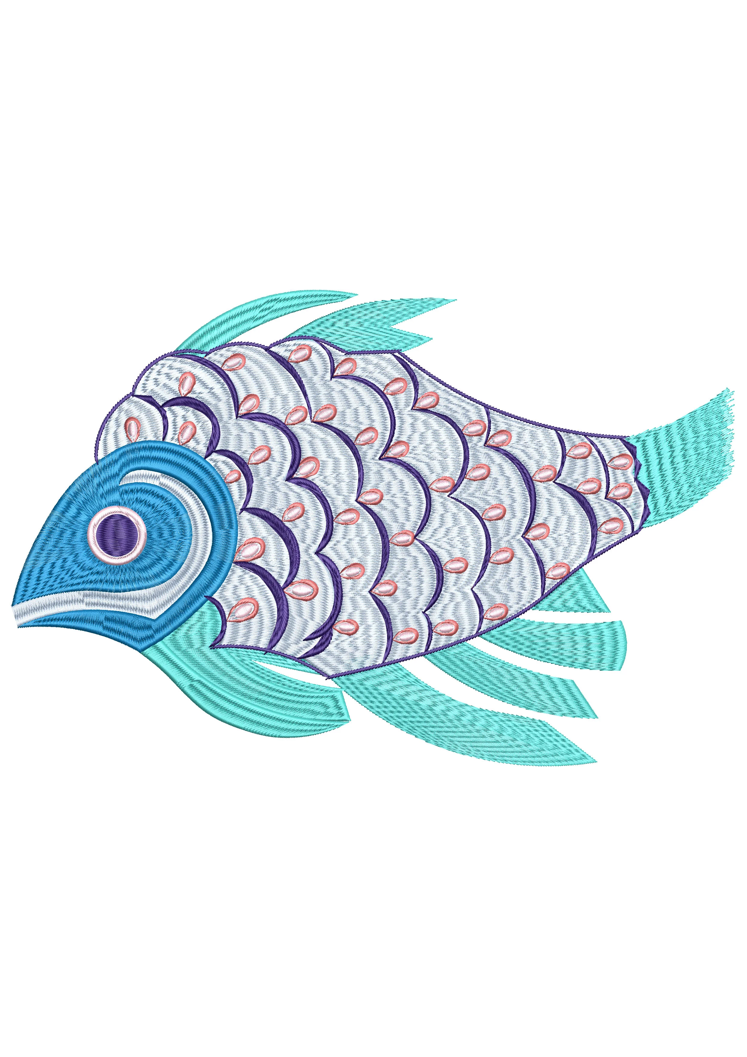 Big Pond Fish Embroidery Design
