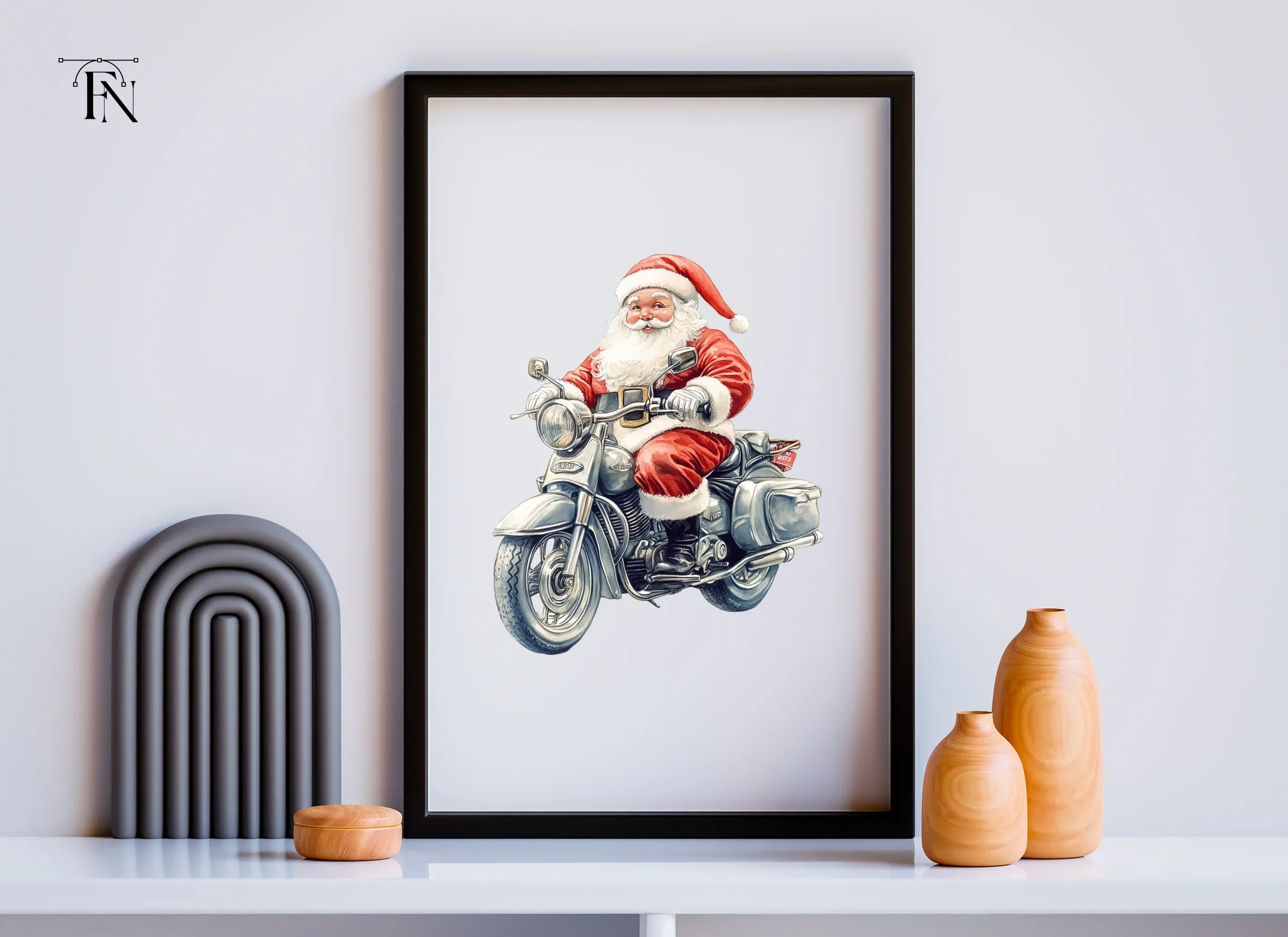 Biker Santa Christmas Clipart Bundle - Image 6