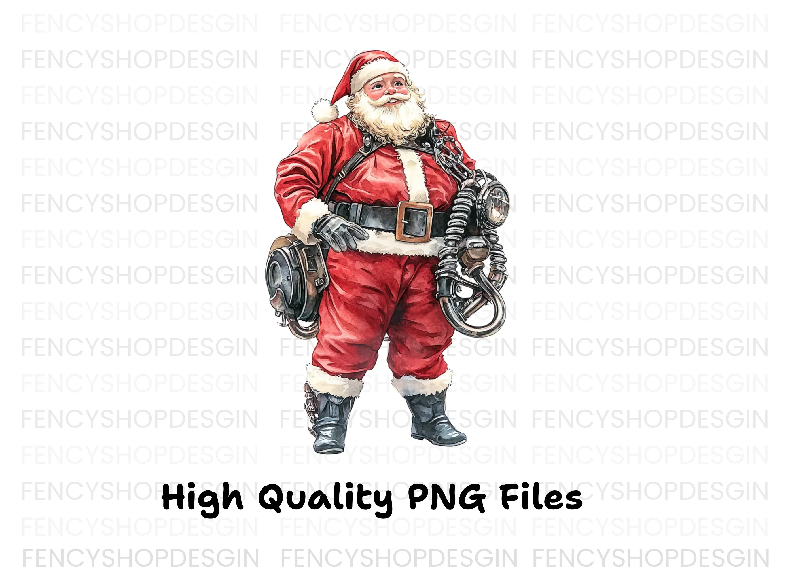 Biker Santa Claus Christmas Clipart Bundle - Image 2