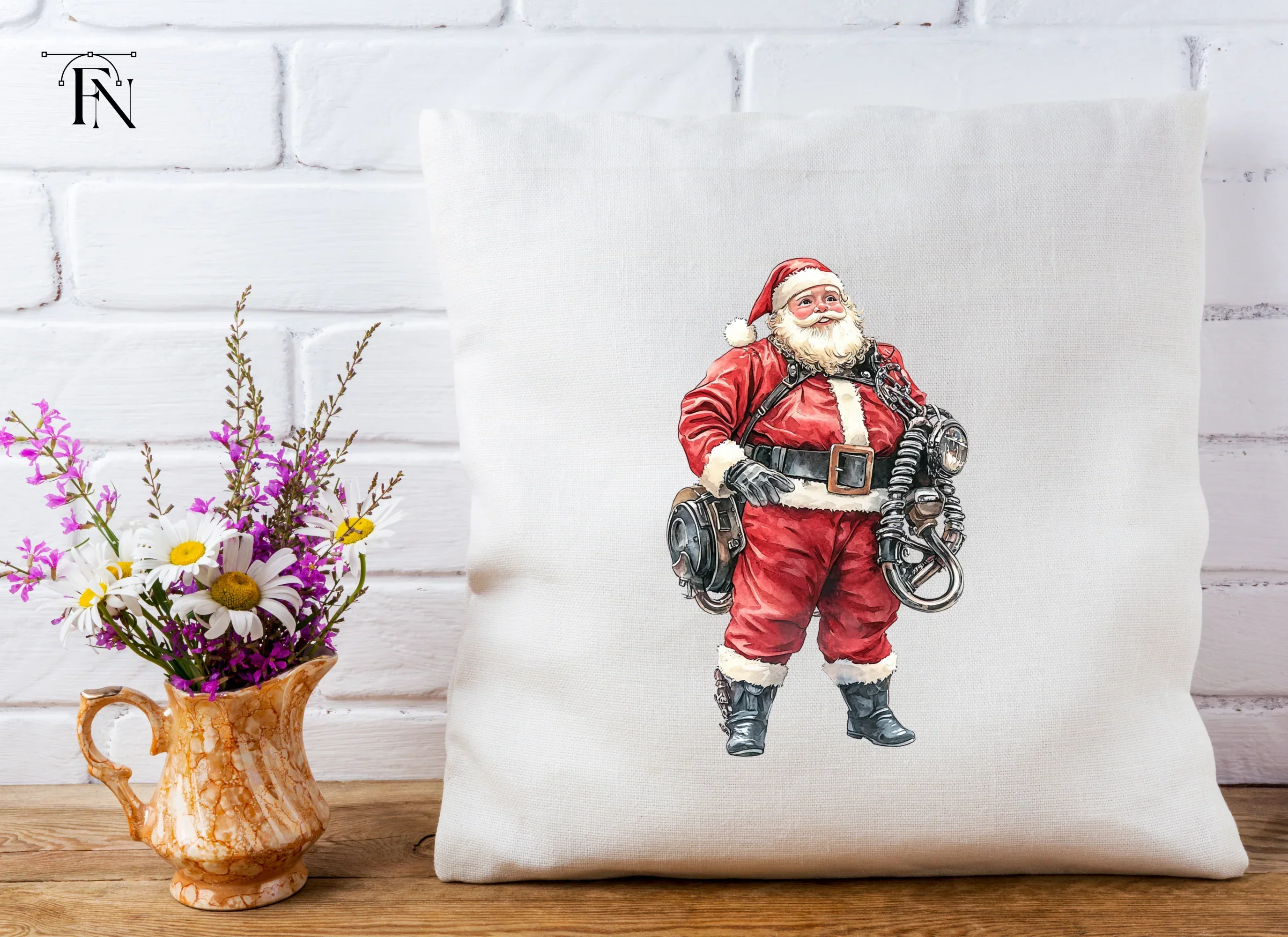 Biker Santa Claus Christmas Clipart Bundle - Image 4