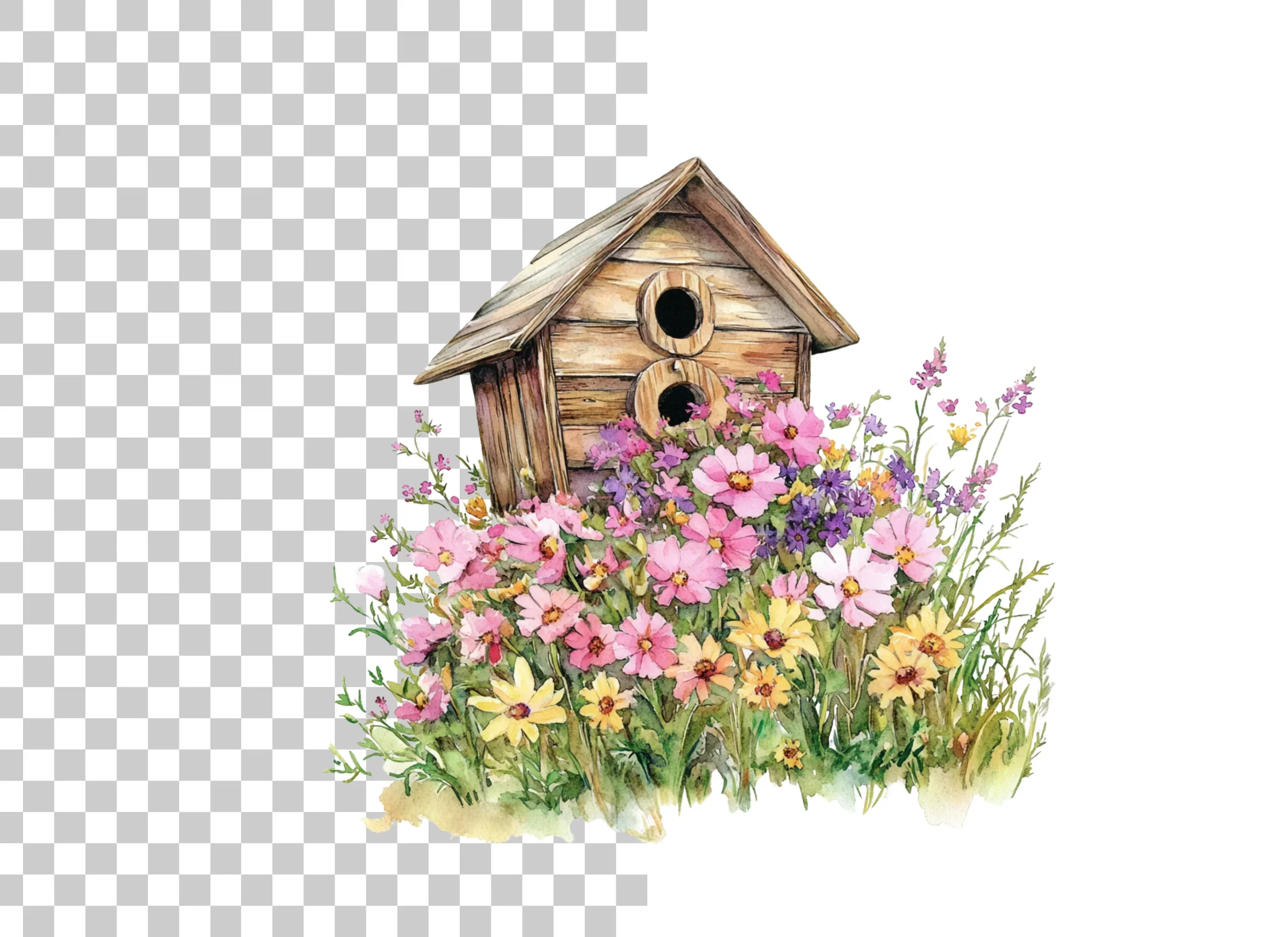 Birdhouse and Flowers Clipart Bundle - Image 2