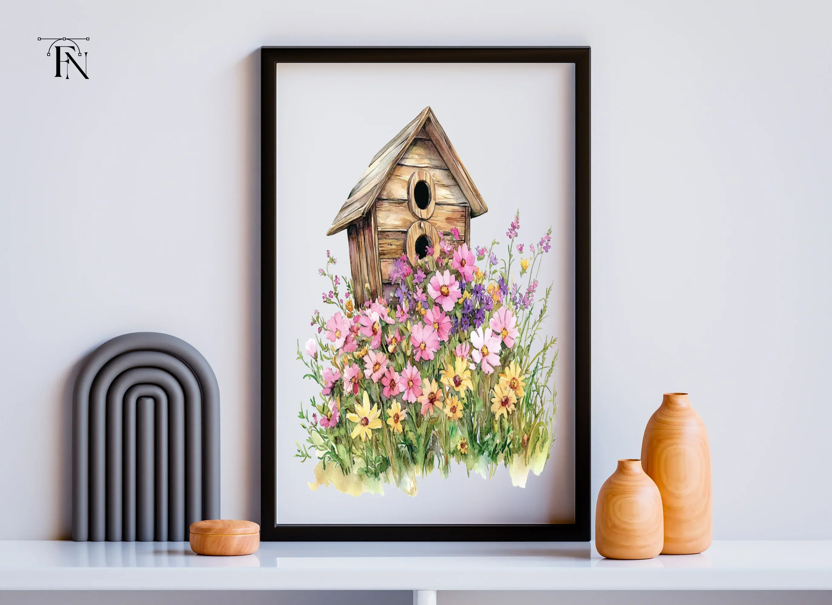 Birdhouse and Flowers Clipart Bundle - Image 6