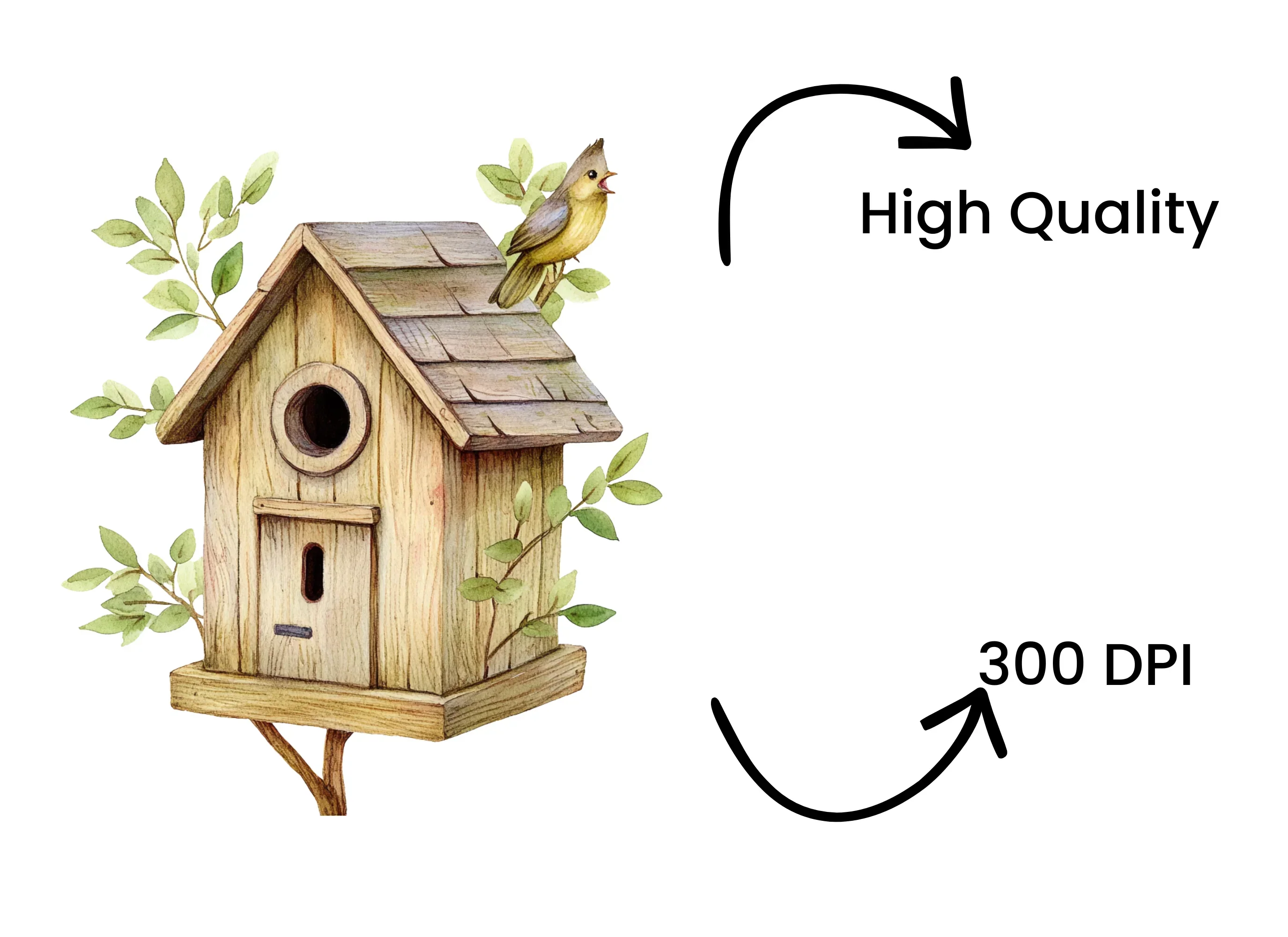 Birdhouse with Singing Bird Clipart Bundle - Image 4