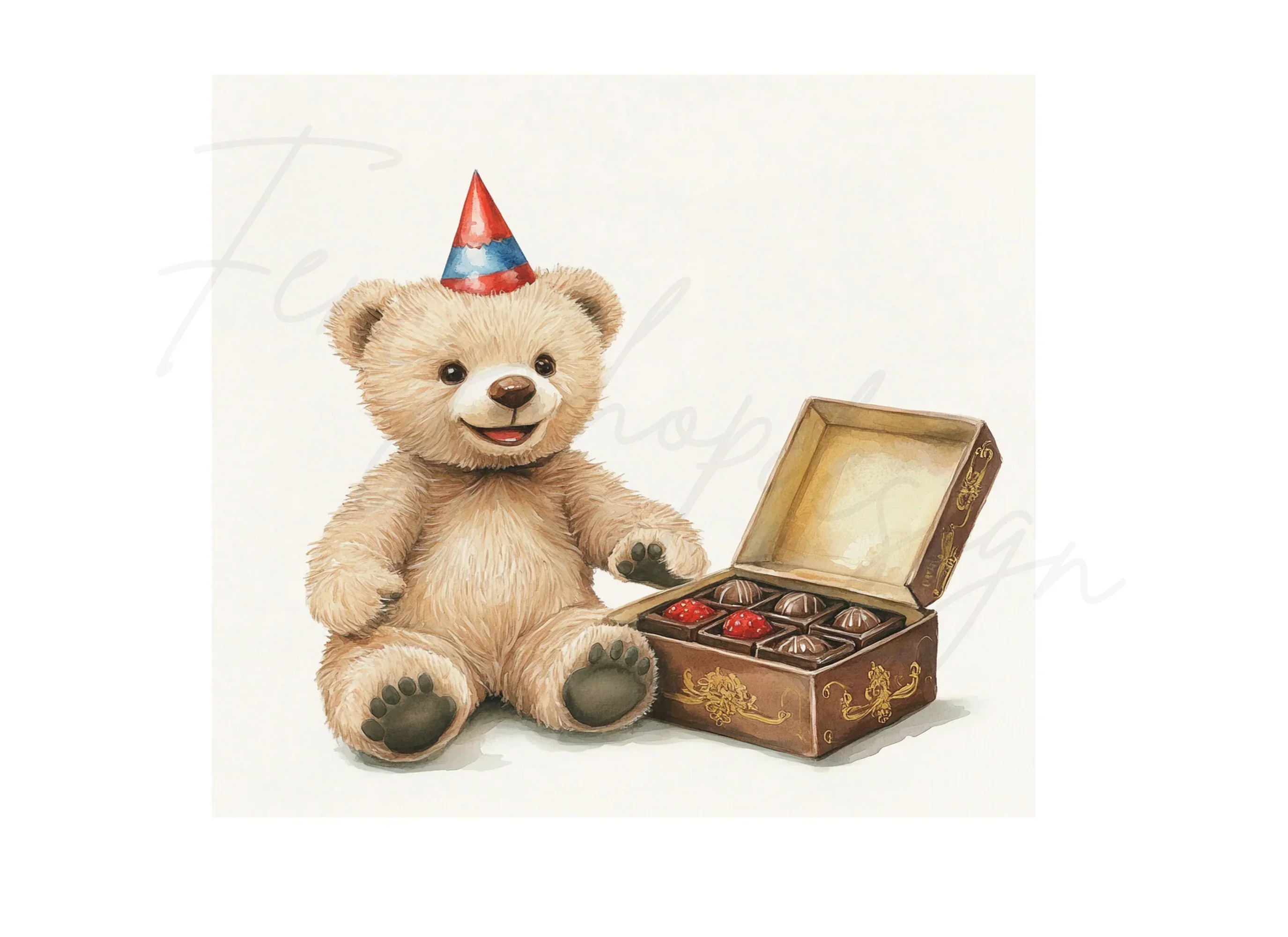 Birthday Bear with Chocolates Clipart Bundle - Image 3