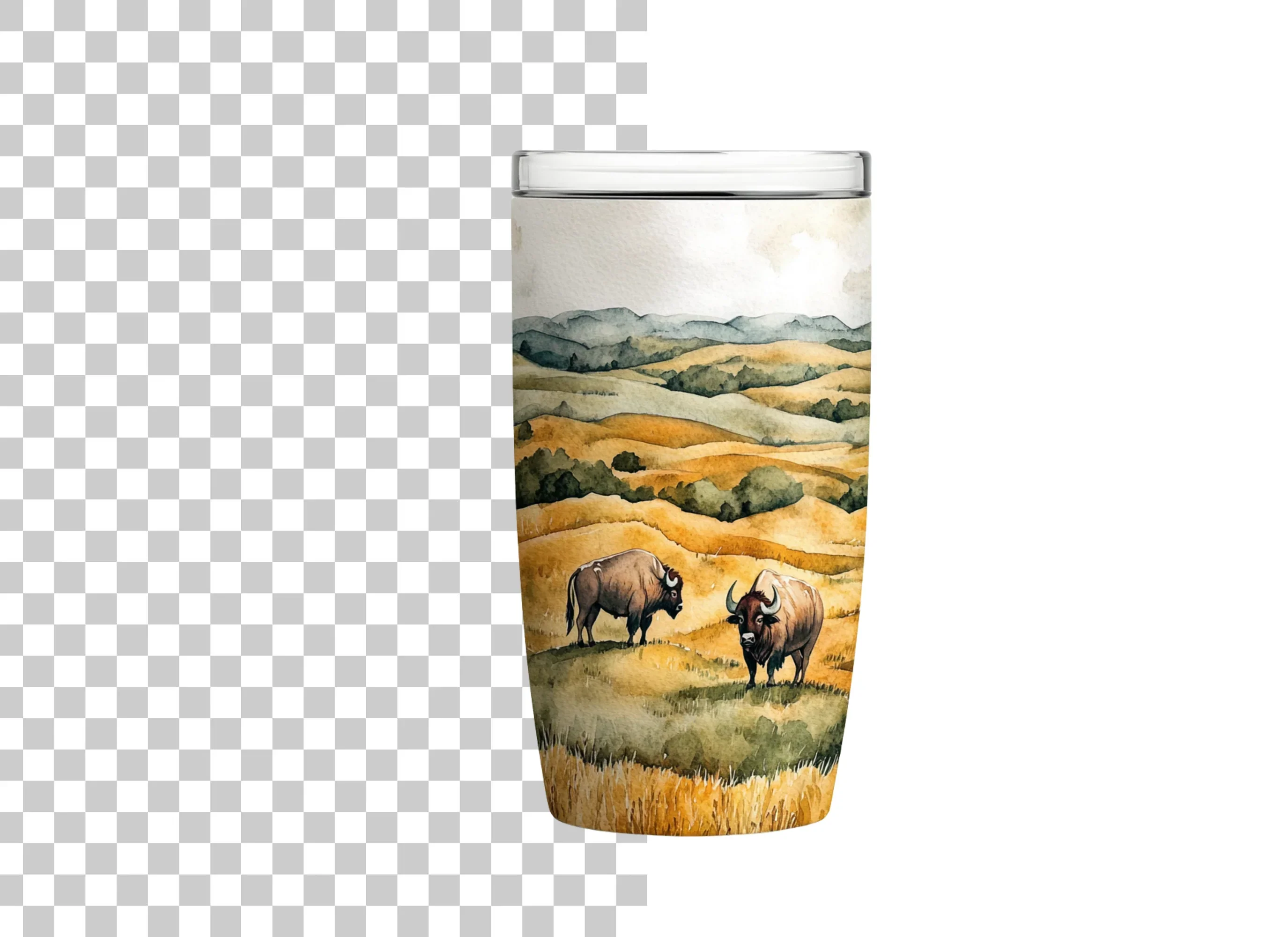 Bison in Prairie Tumbler Clipart Bundle - Image 2