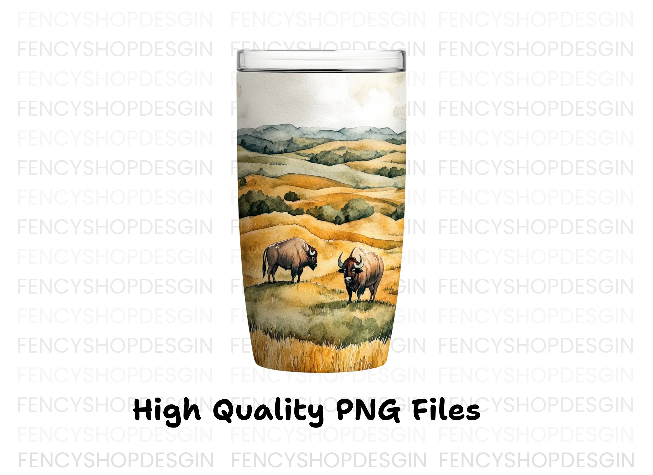 Bison in Prairie Tumbler Clipart Bundle - Image 3