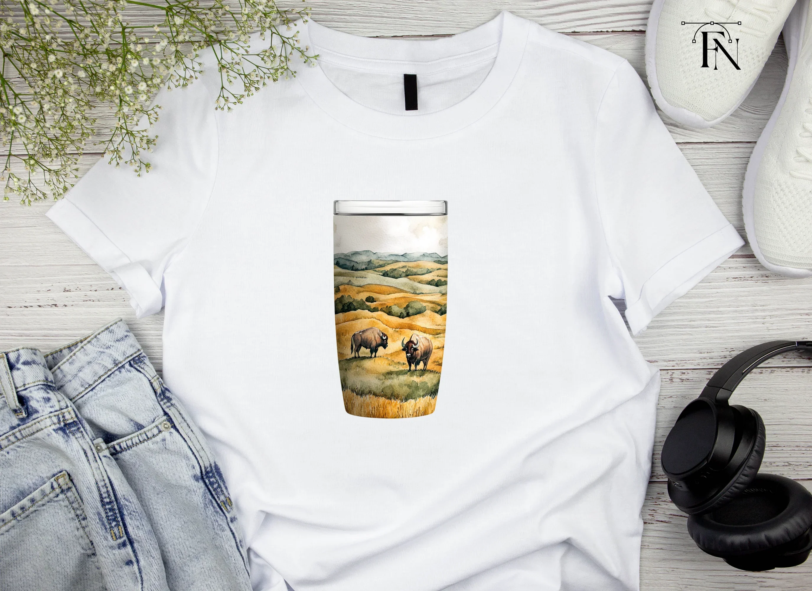 Bison in Prairie Tumbler Clipart Bundle - Image 4