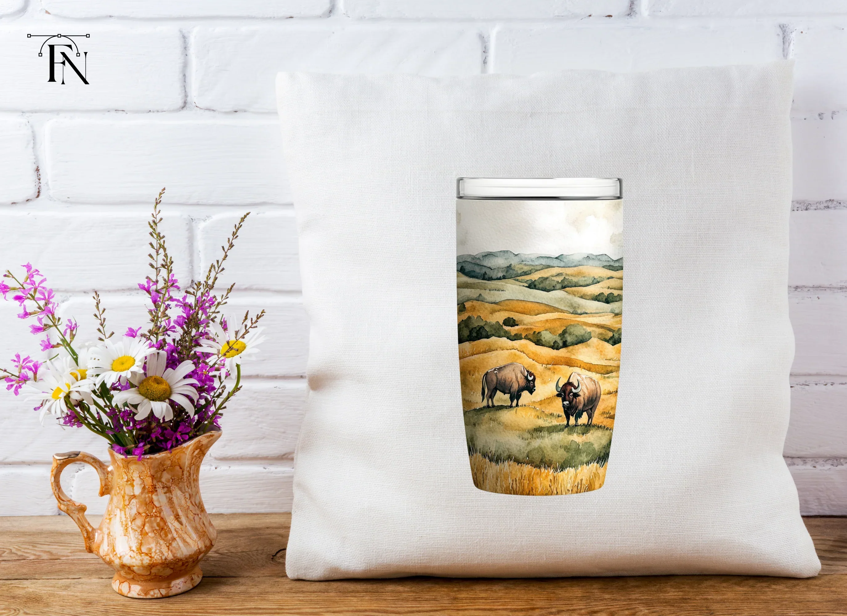 Bison in Prairie Tumbler Clipart Bundle - Image 5