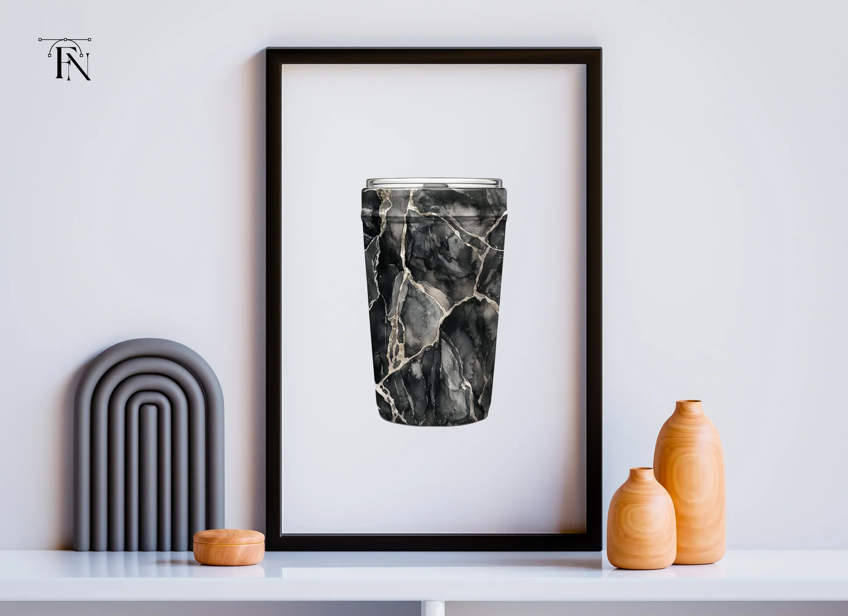 Black and Gold Marble Tumbler Clipart Bundle - Image 3