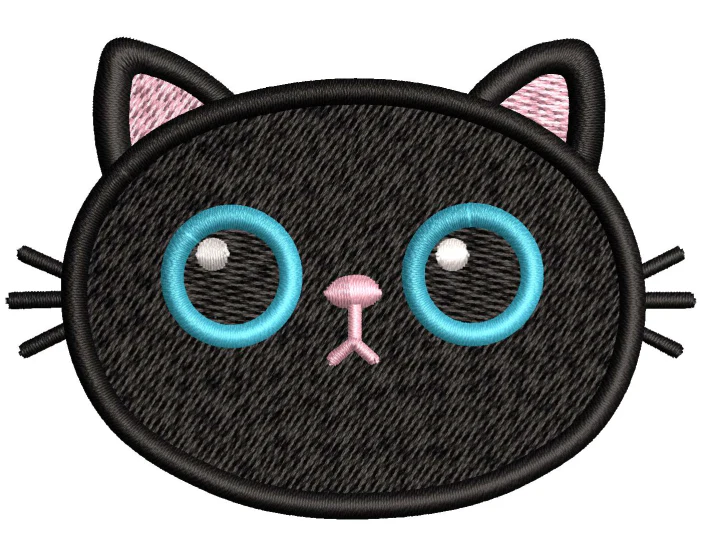 Black Cat Face Embroidery Design