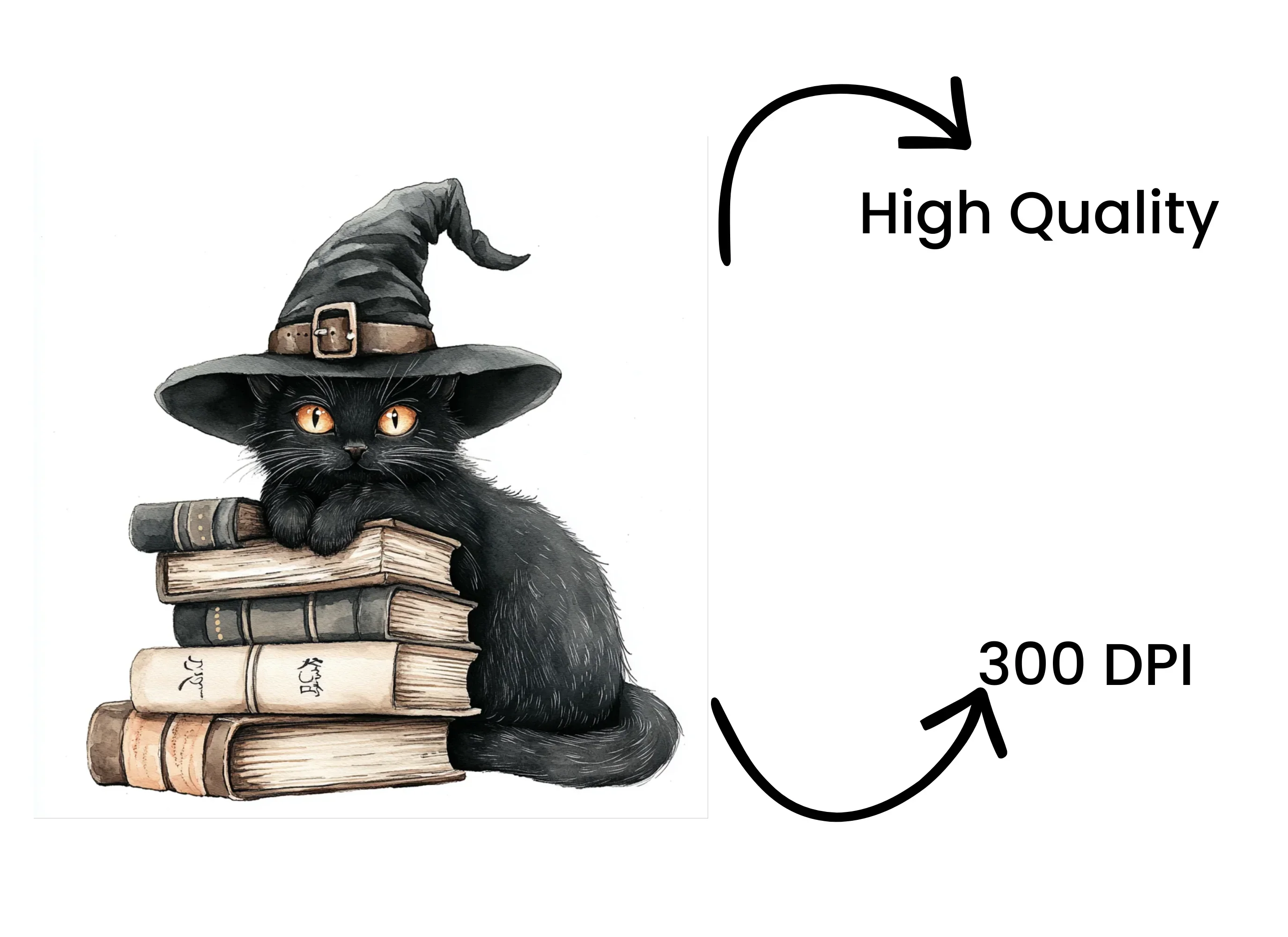 Black Cat on Books Clipart Bundle - Image 4