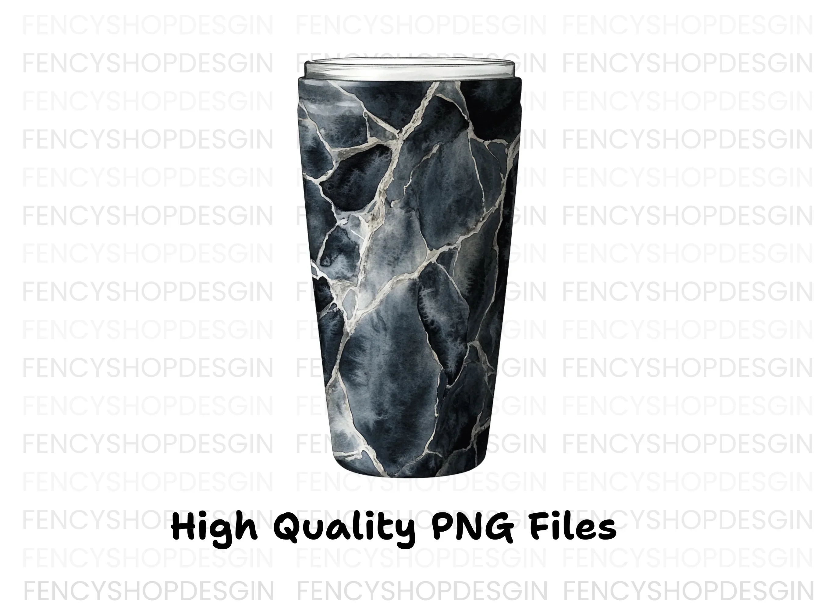Black Kintsugi Marble Tumbler Clipart Bundle - Image 3