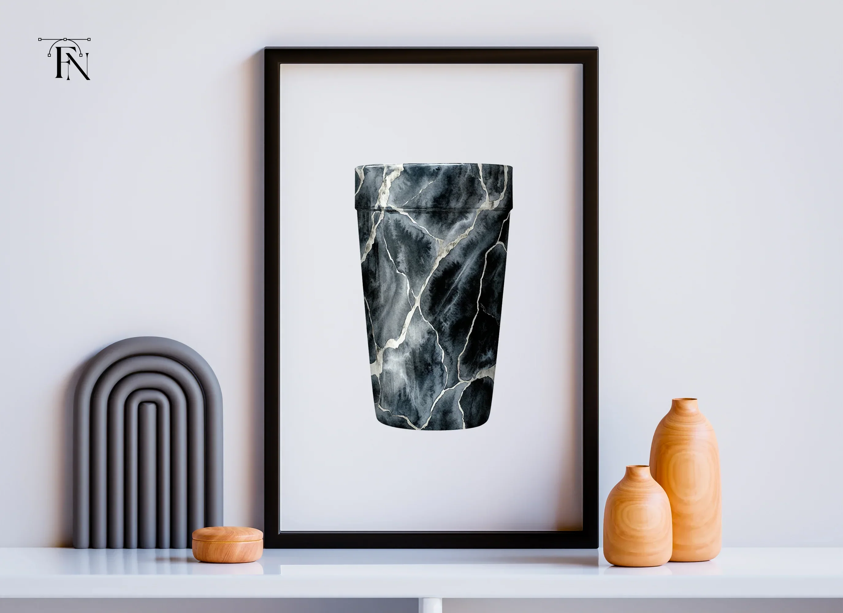 Black Kintsugi Marble Tumbler Clipart Bundle - Image 6