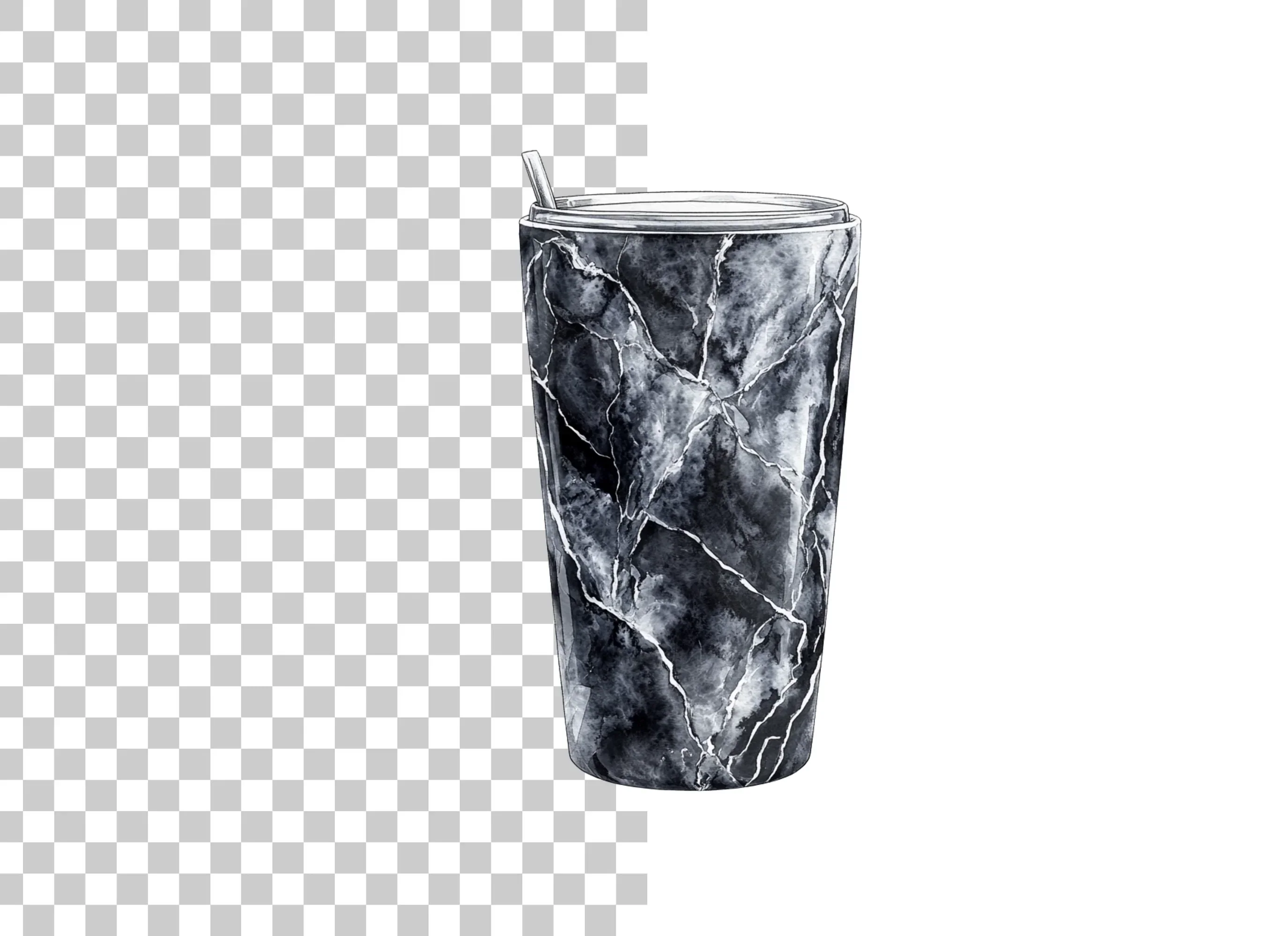 Black Marble Tumbler Clipart Bundle - Image 2