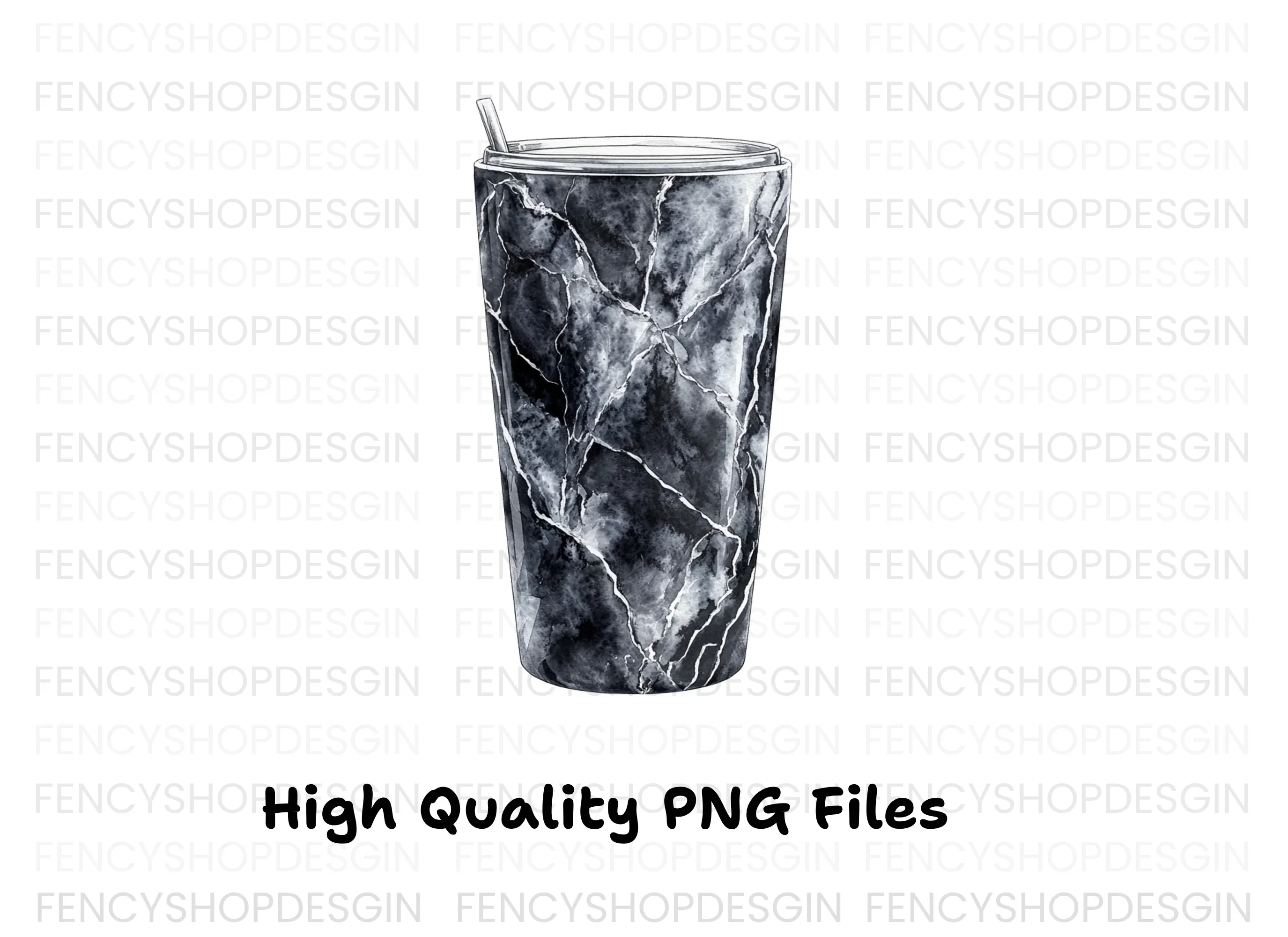 Black Marble Tumbler Clipart Bundle - Image 3