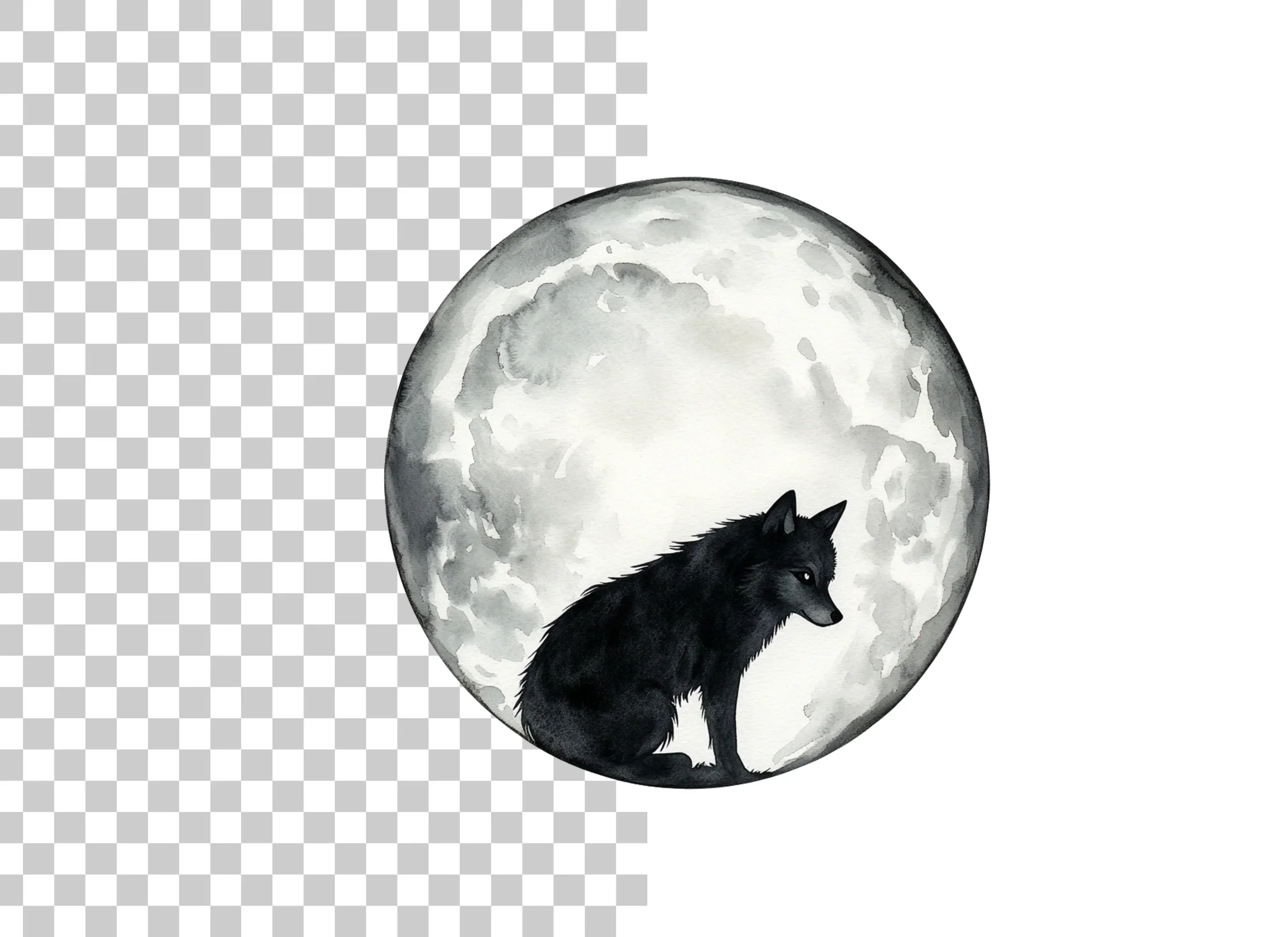 Black Wolf Moon Clipart Bundle - Image 2