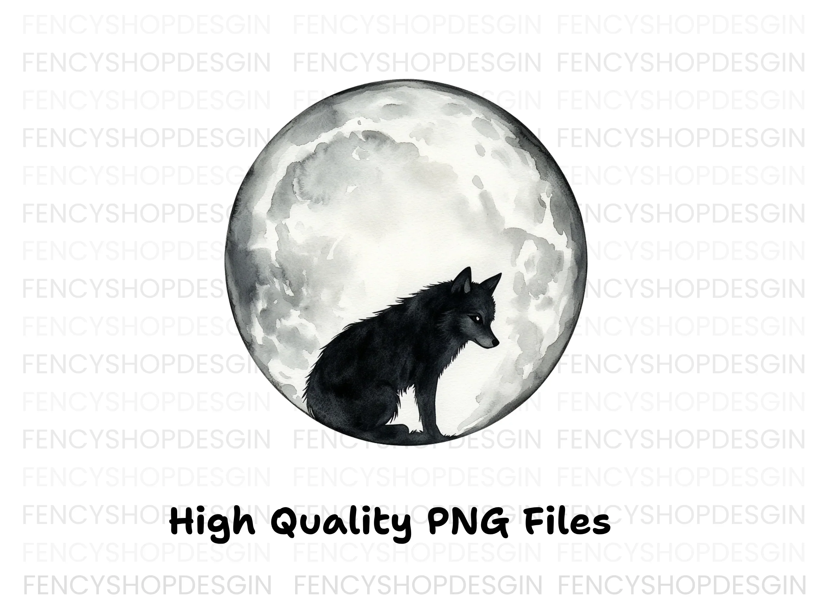 Black Wolf Moon Clipart Bundle - Image 3