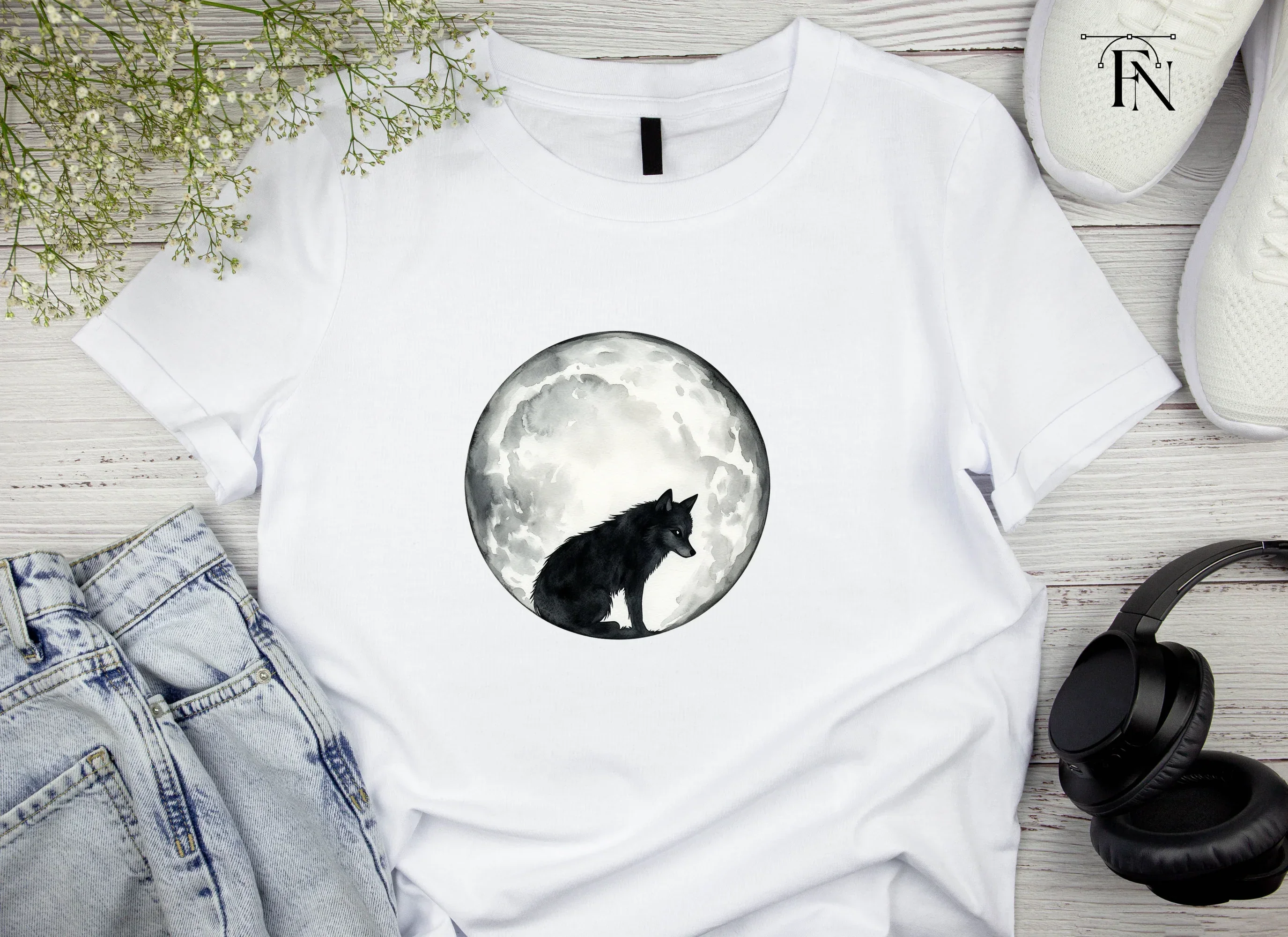 Black Wolf Moon Clipart Bundle - Image 4