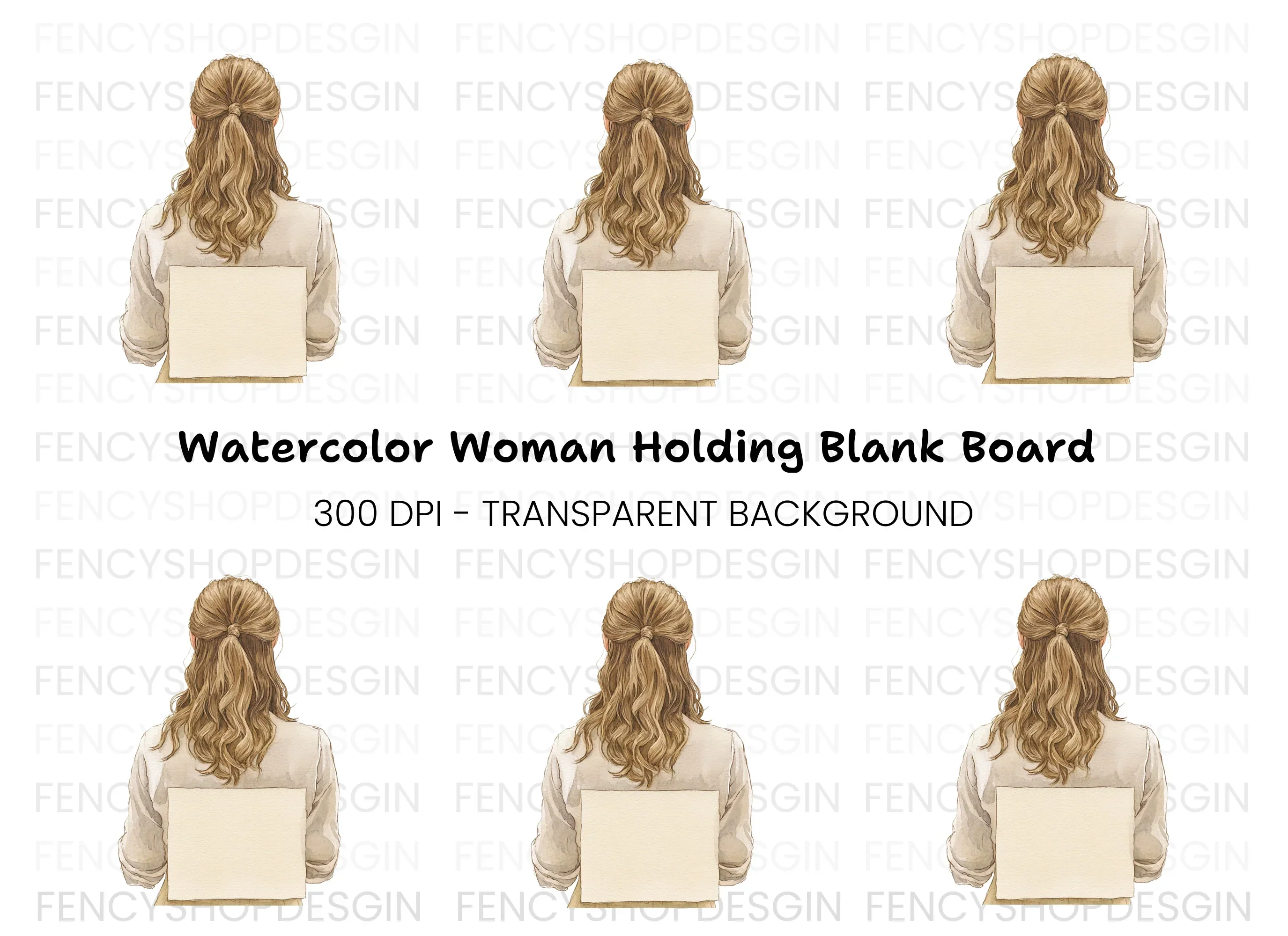 Blank Sign Woman Clipart Bundle