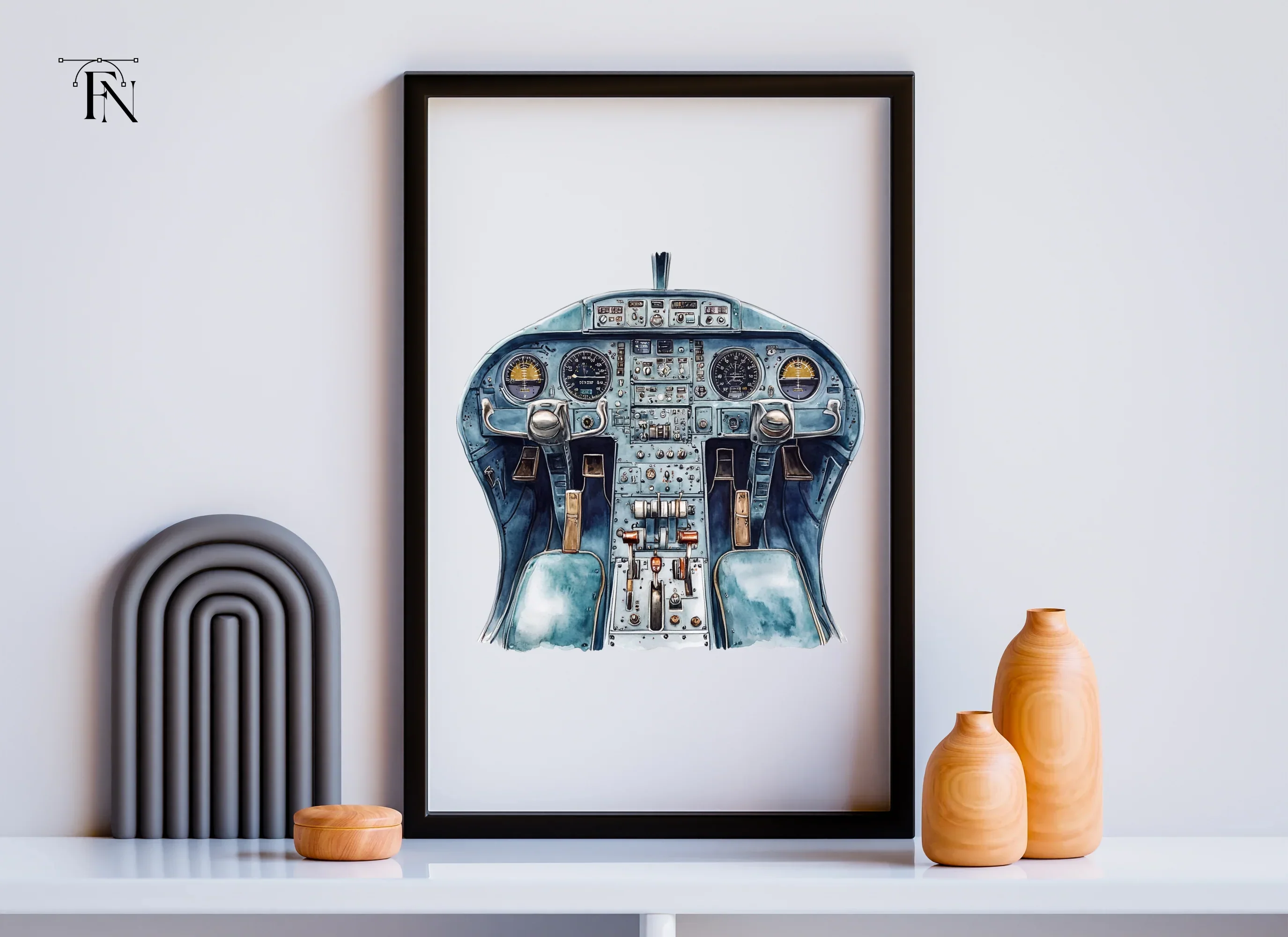 Blue Airplane Cockpit Clipart Bundle - Image 3