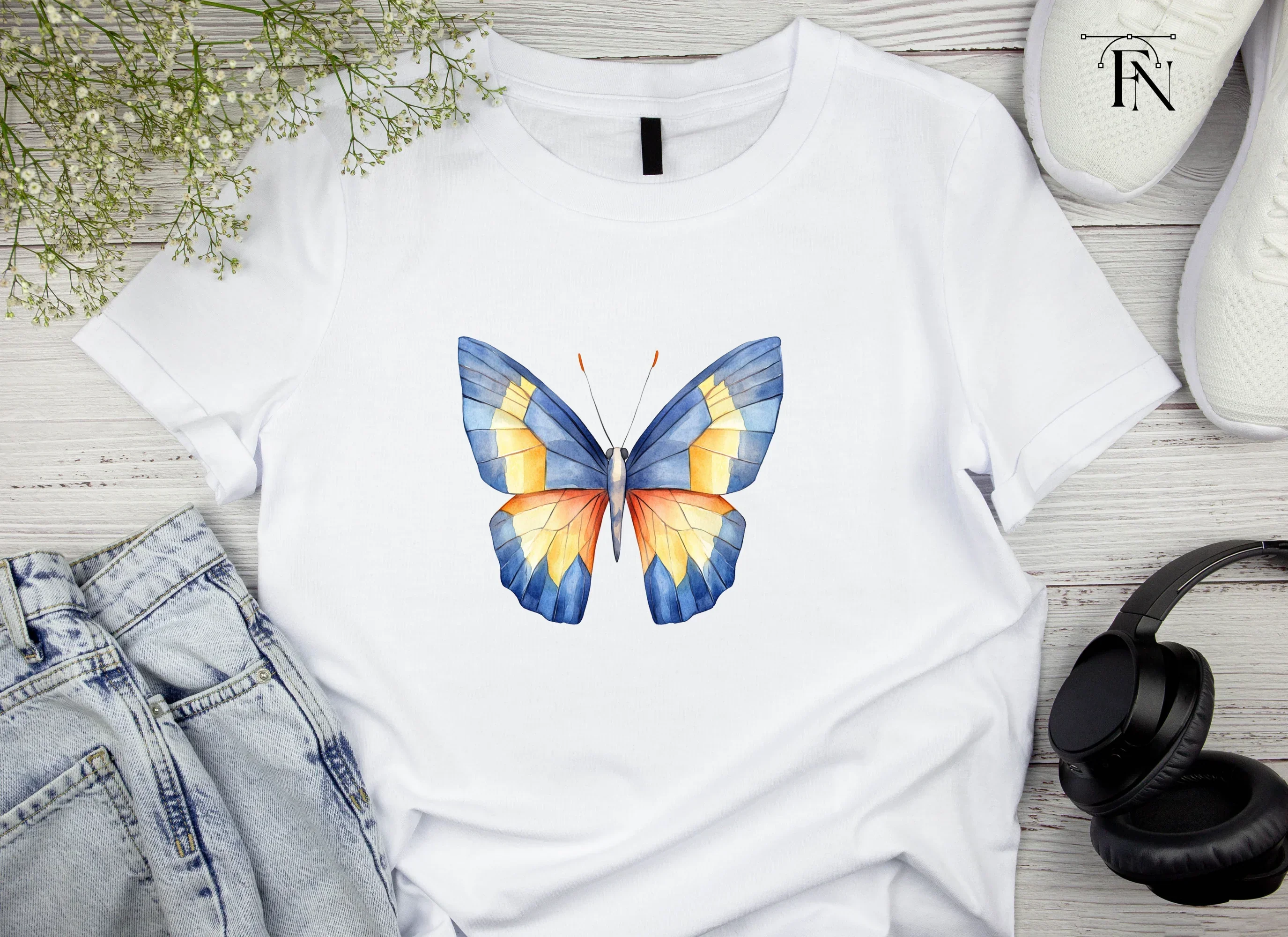 Blue and Orange Butterfly Clipart Bundle - Image 6