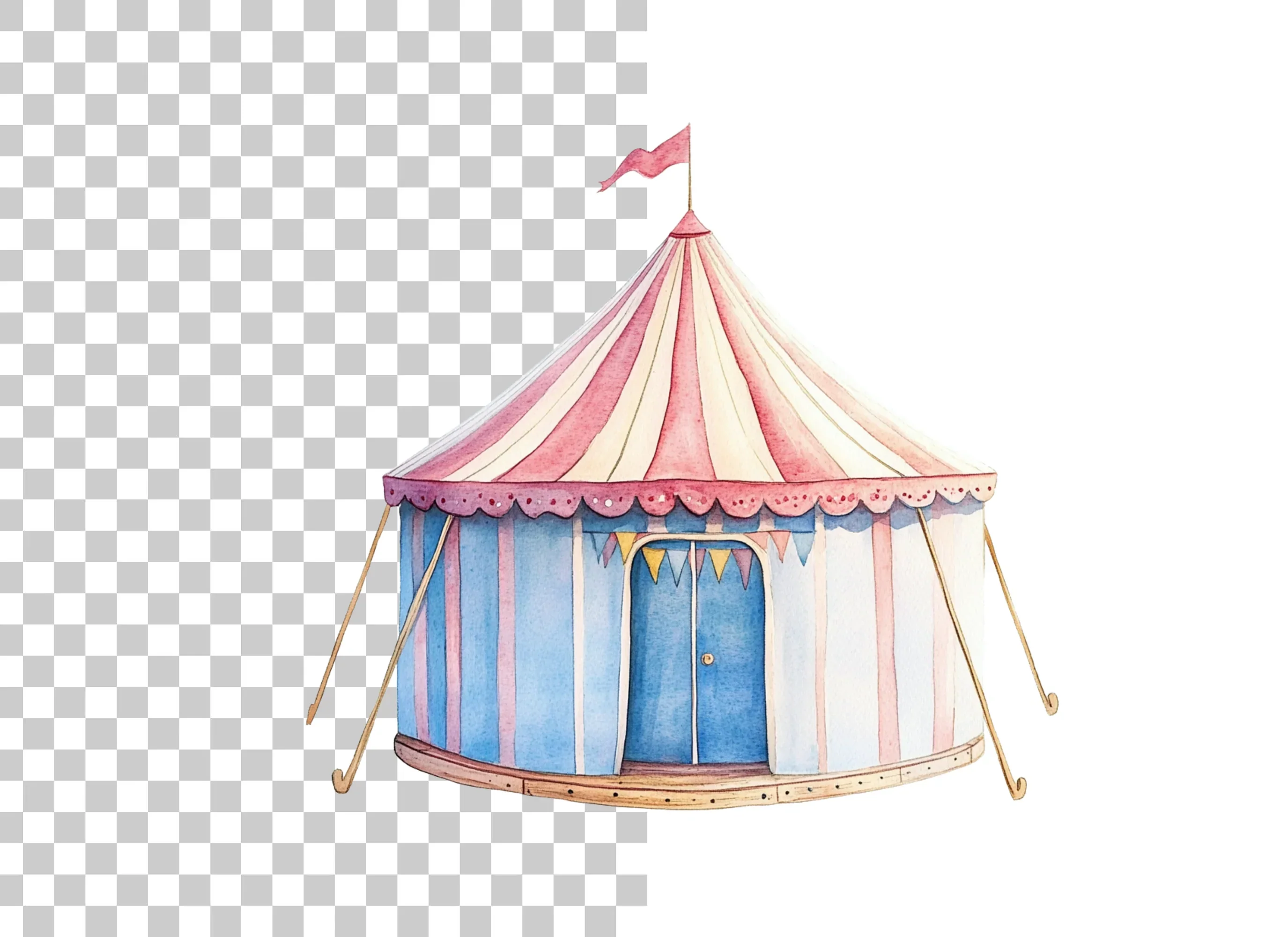 Blue and Pink Circus Tent Clipart Bundle - Image 2
