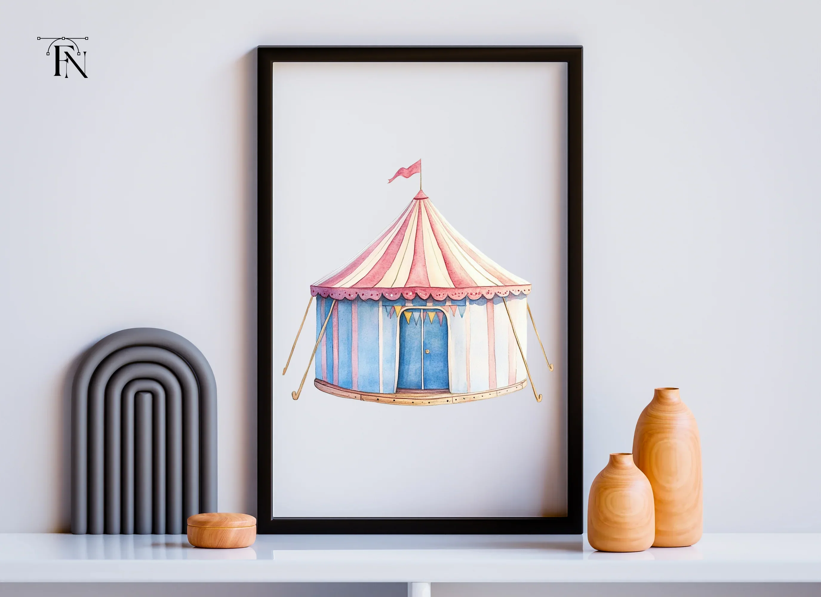 Blue and Pink Circus Tent Clipart Bundle - Image 6