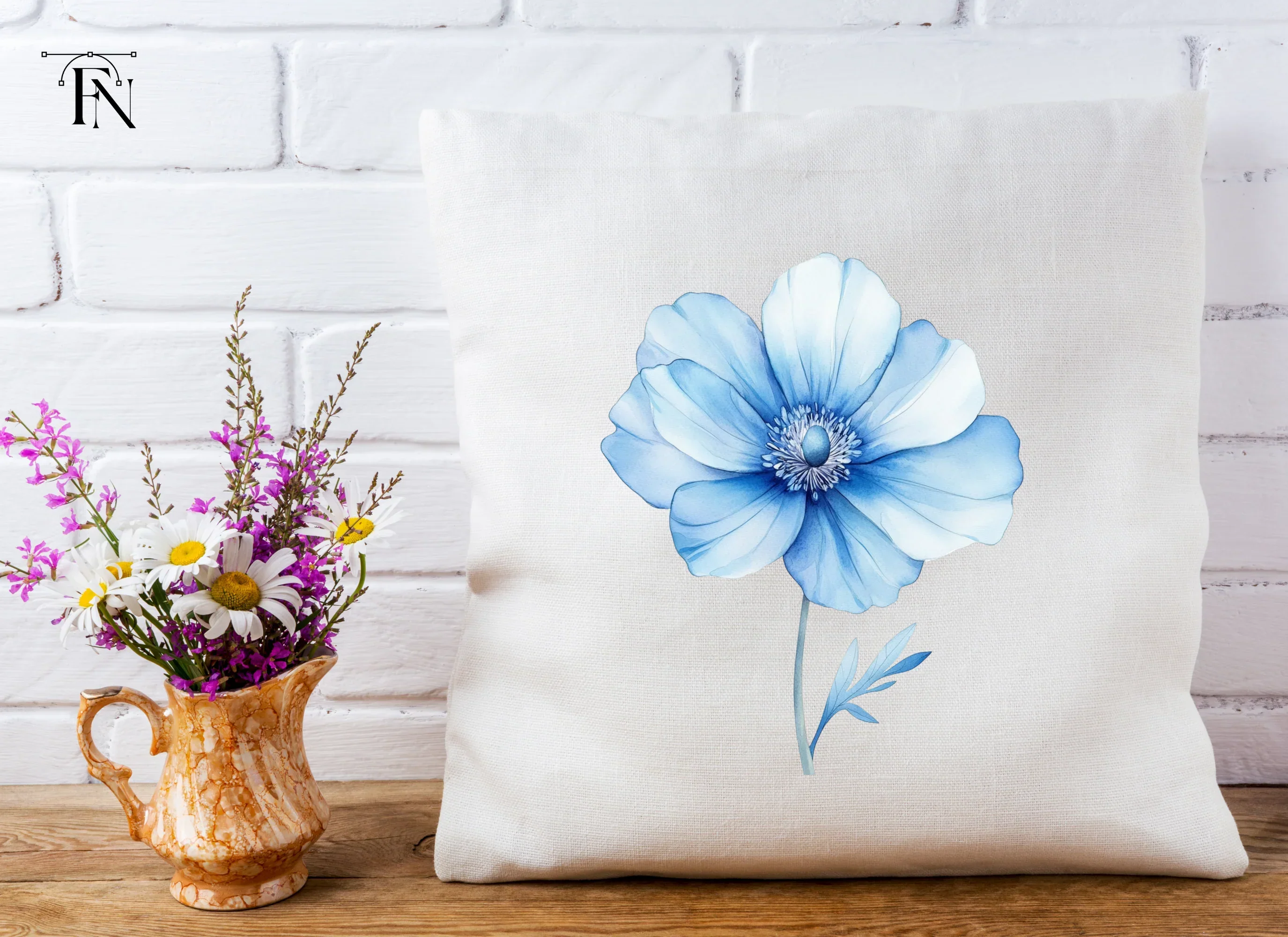 Blue Anemone Flower Clipart Bundle - Image 5