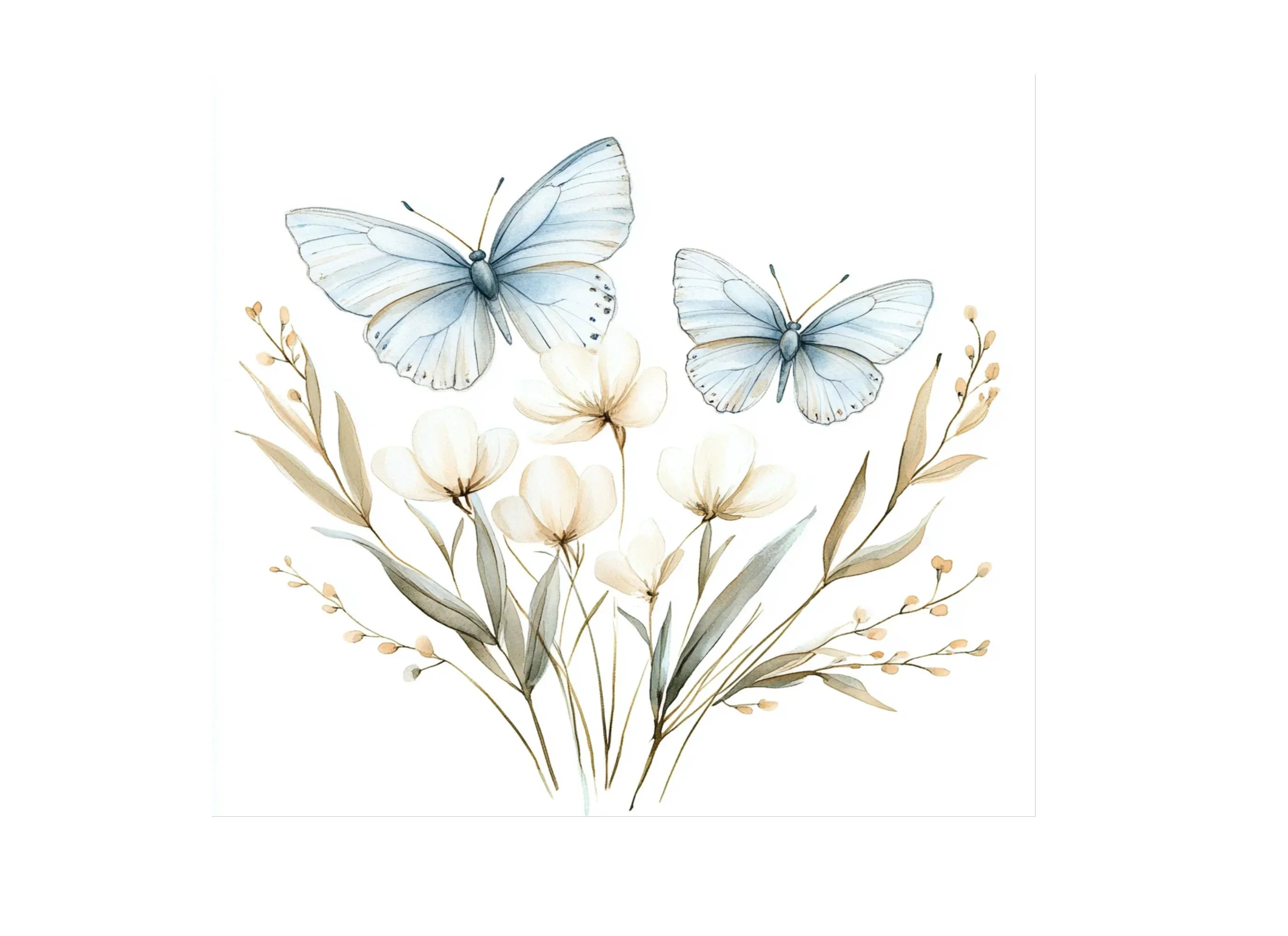 Blue Butterfly Floral Clipart Bundle - Image 2