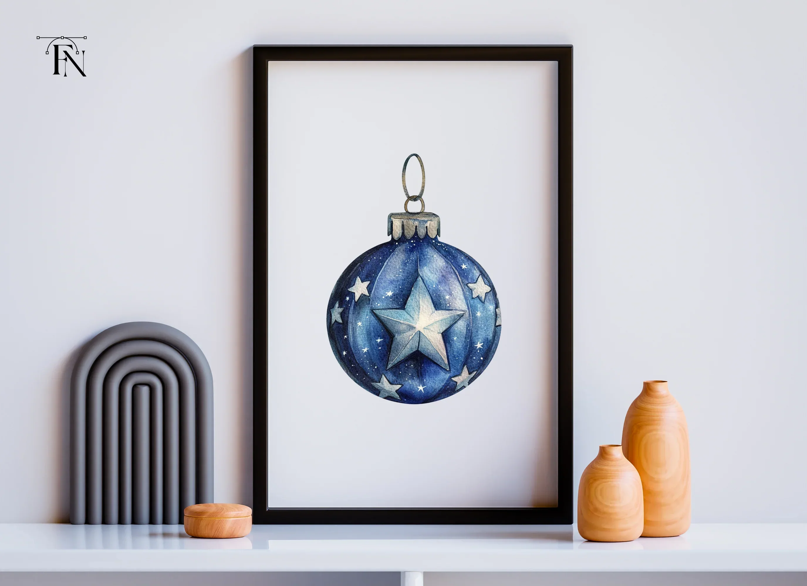 Blue Christmas Ornaments Clipart Bundle - Image 6