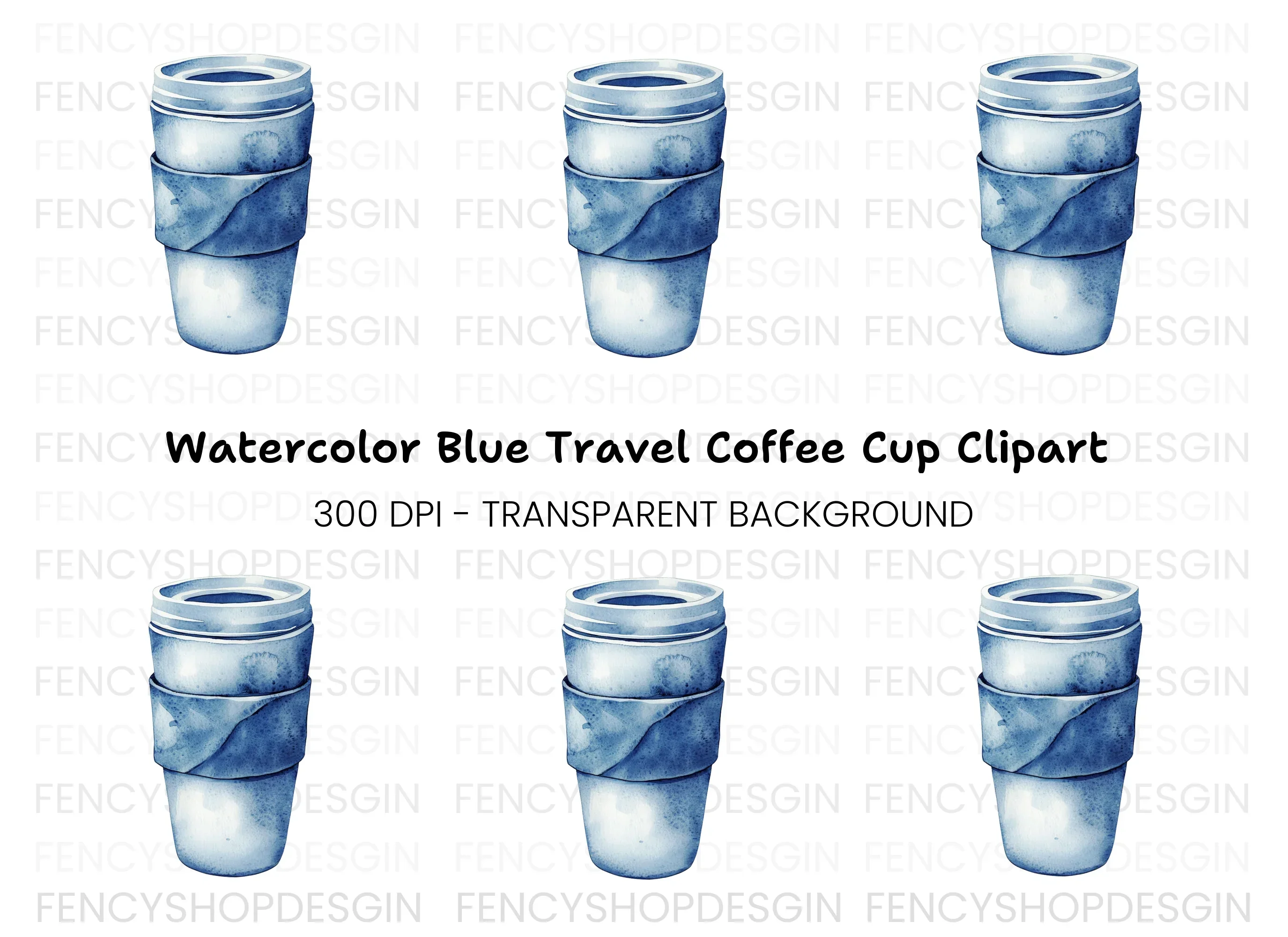 Blue Coffee Cup Clipart Bundle