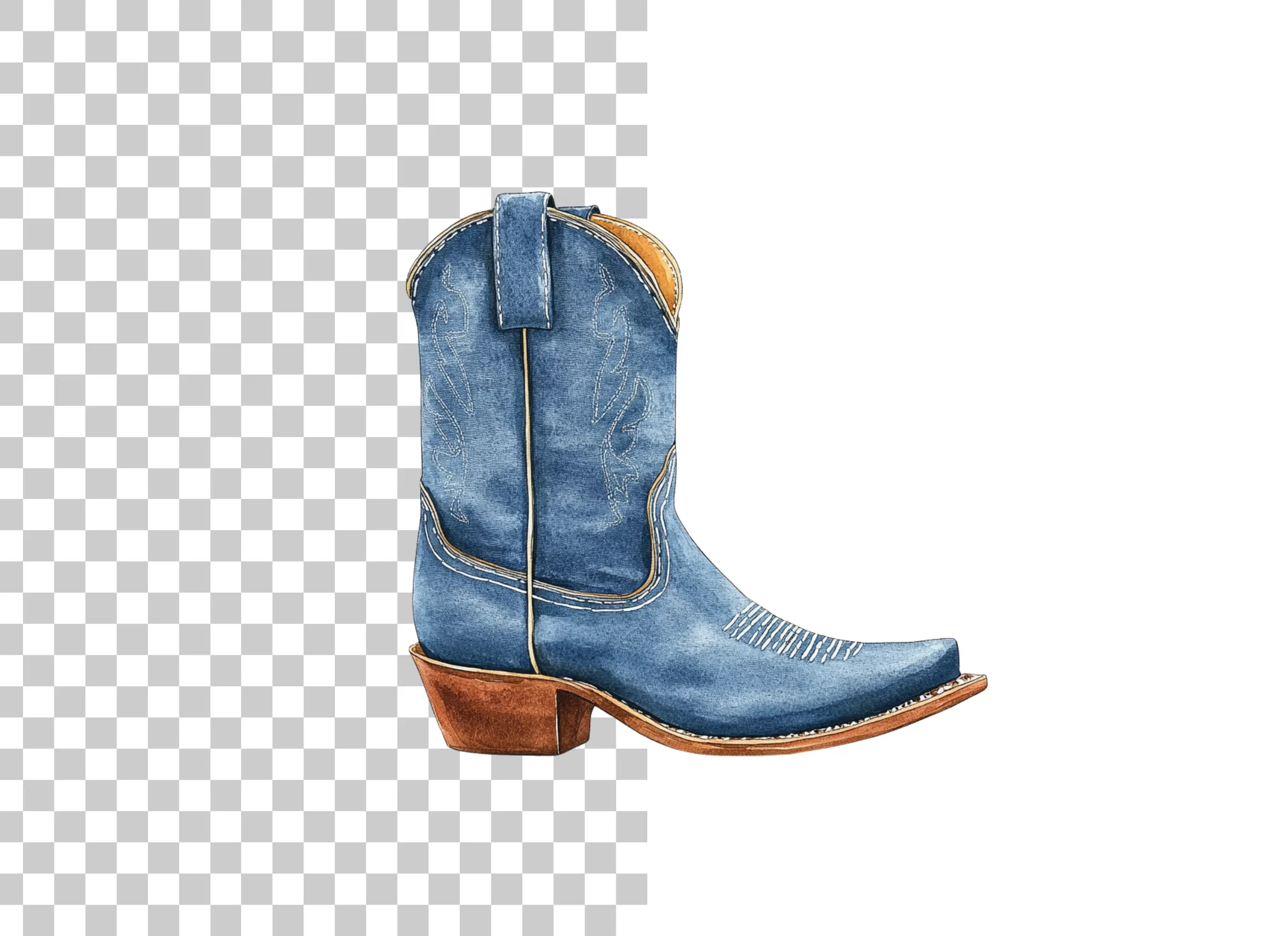 Blue Cowboy Boots Clipart Bundle - Image 2