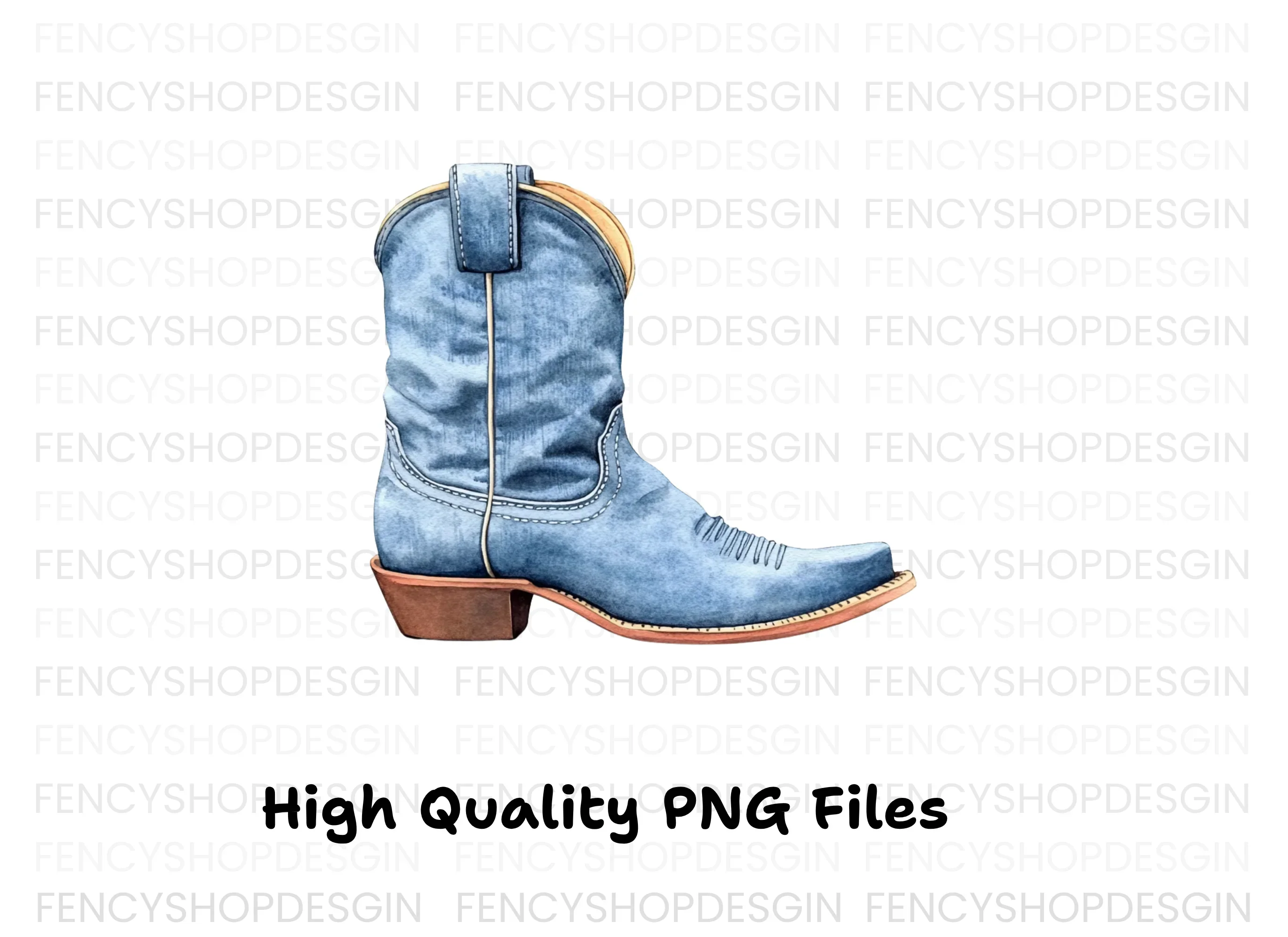 Blue Cowboy Boots Clipart Bundle - Image 4