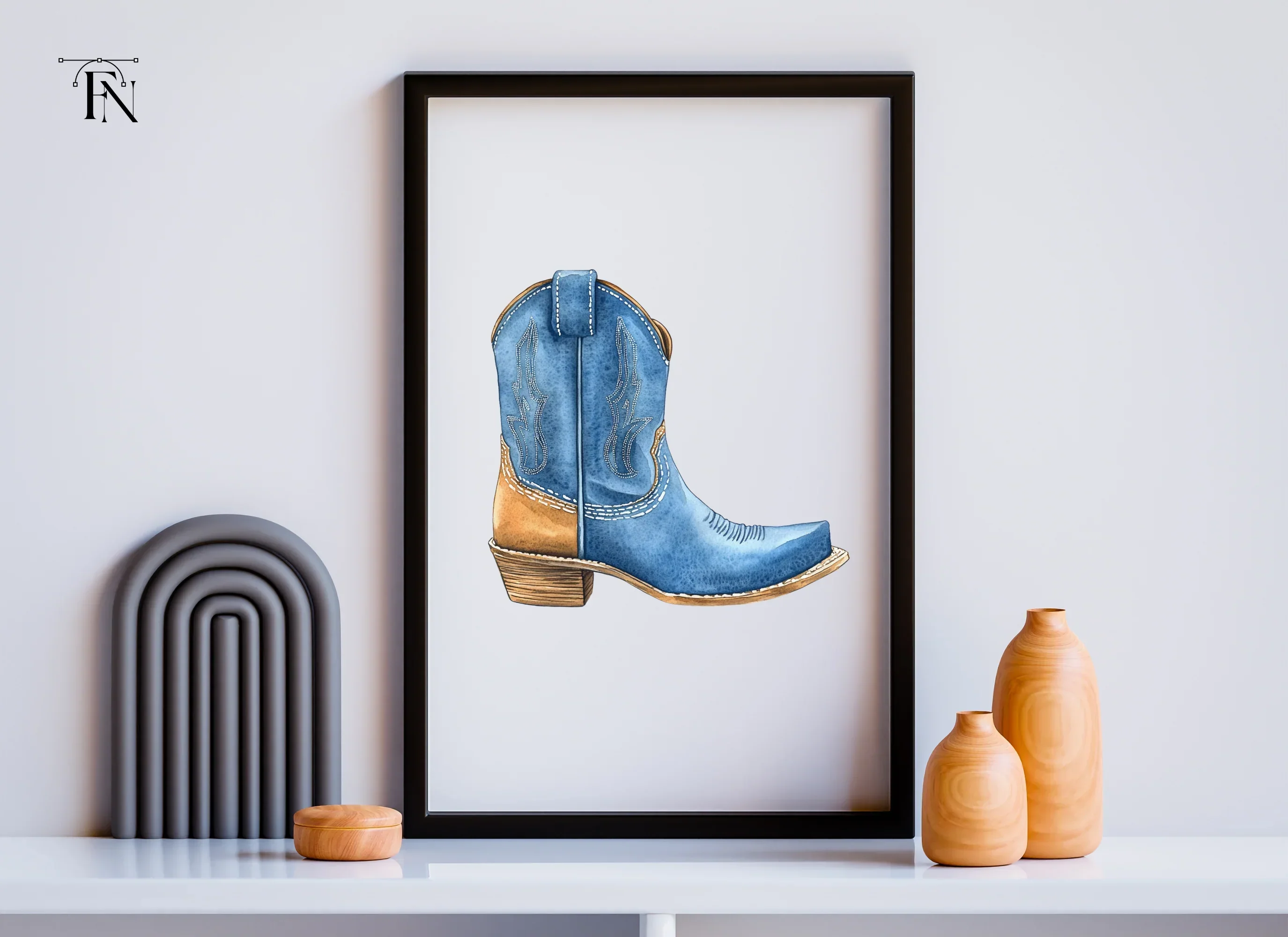 Blue Cowboy Boots Clipart Bundle - Image 6