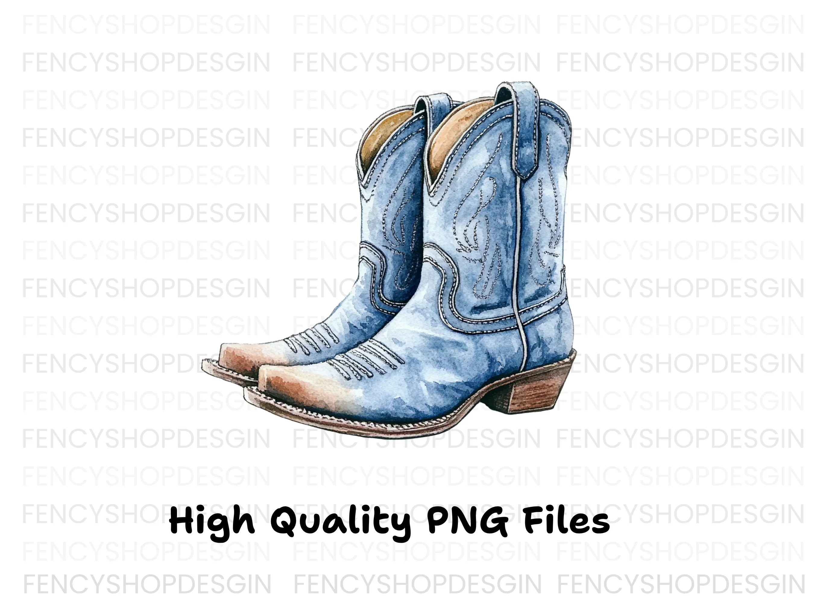 Blue Cowboy Boots Clipart Bundle - Image 3