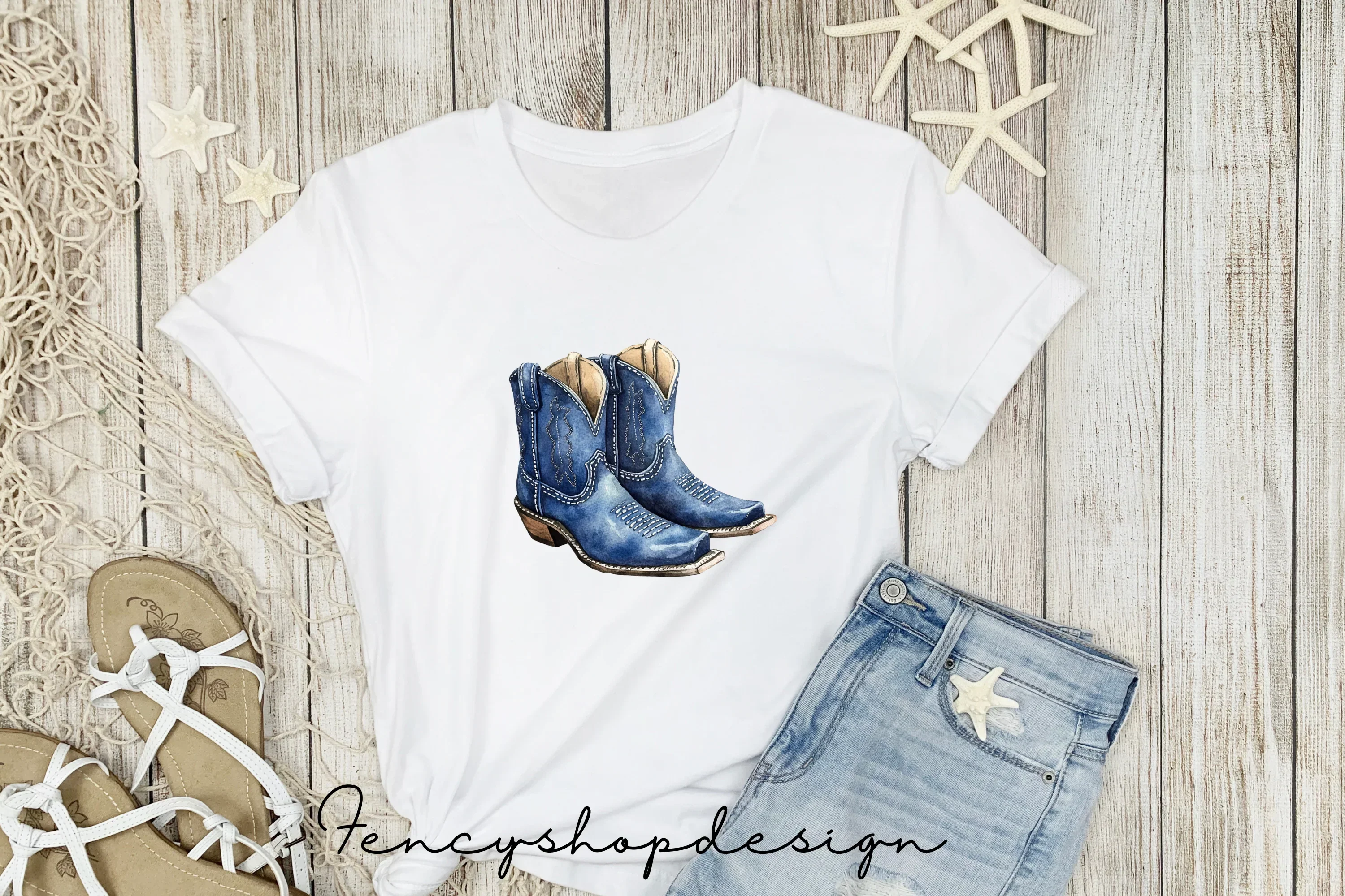 Blue Cowboy Boots Clipart Bundle - Image 5