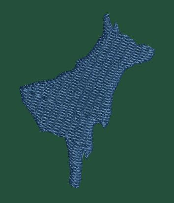 Blue Dog Silhouette Embroidery Design