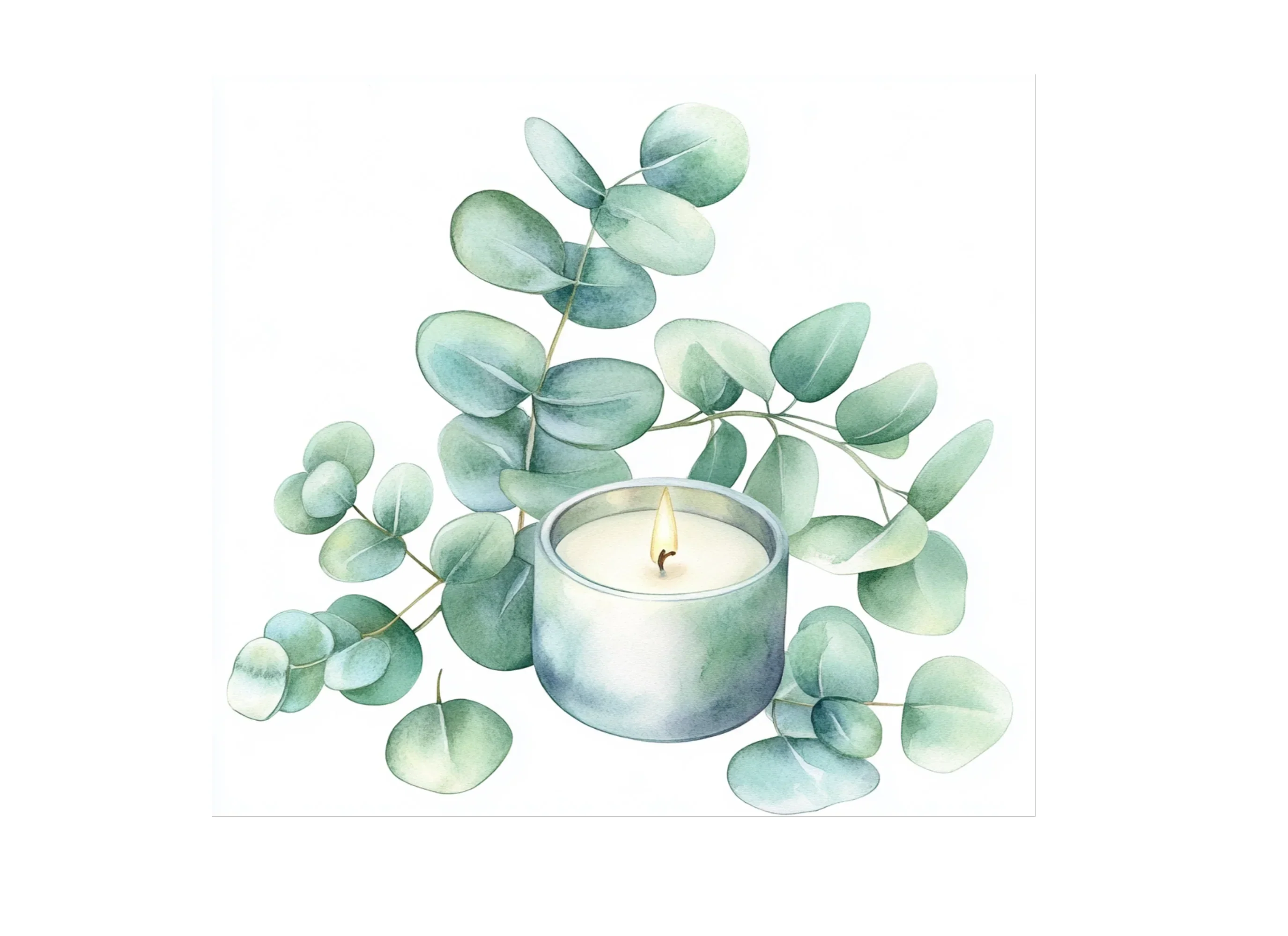 Blue Eucalyptus Candle Clipart Bundle - Image 2