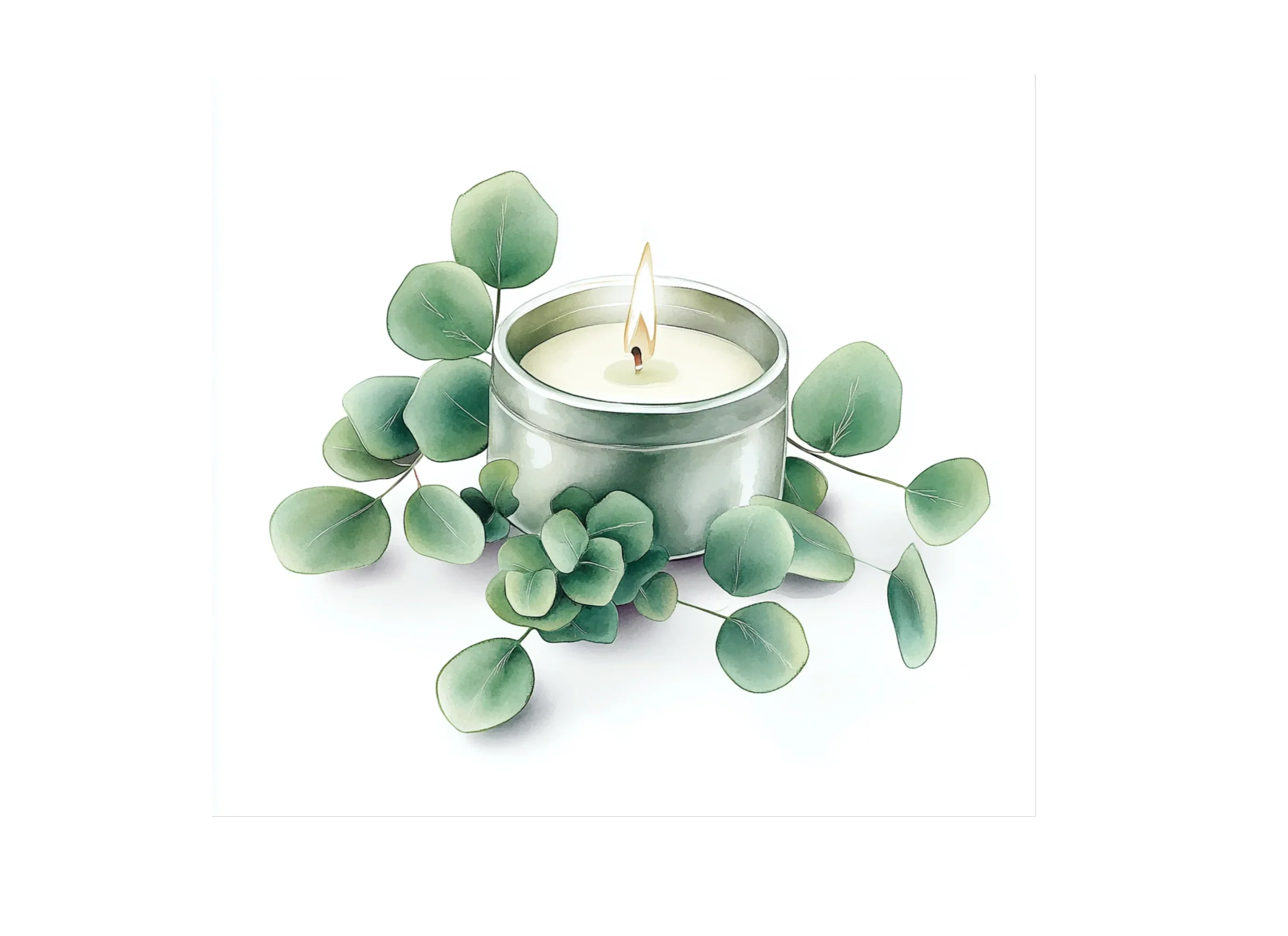 Blue Eucalyptus Candle Clipart Bundle - Image 3