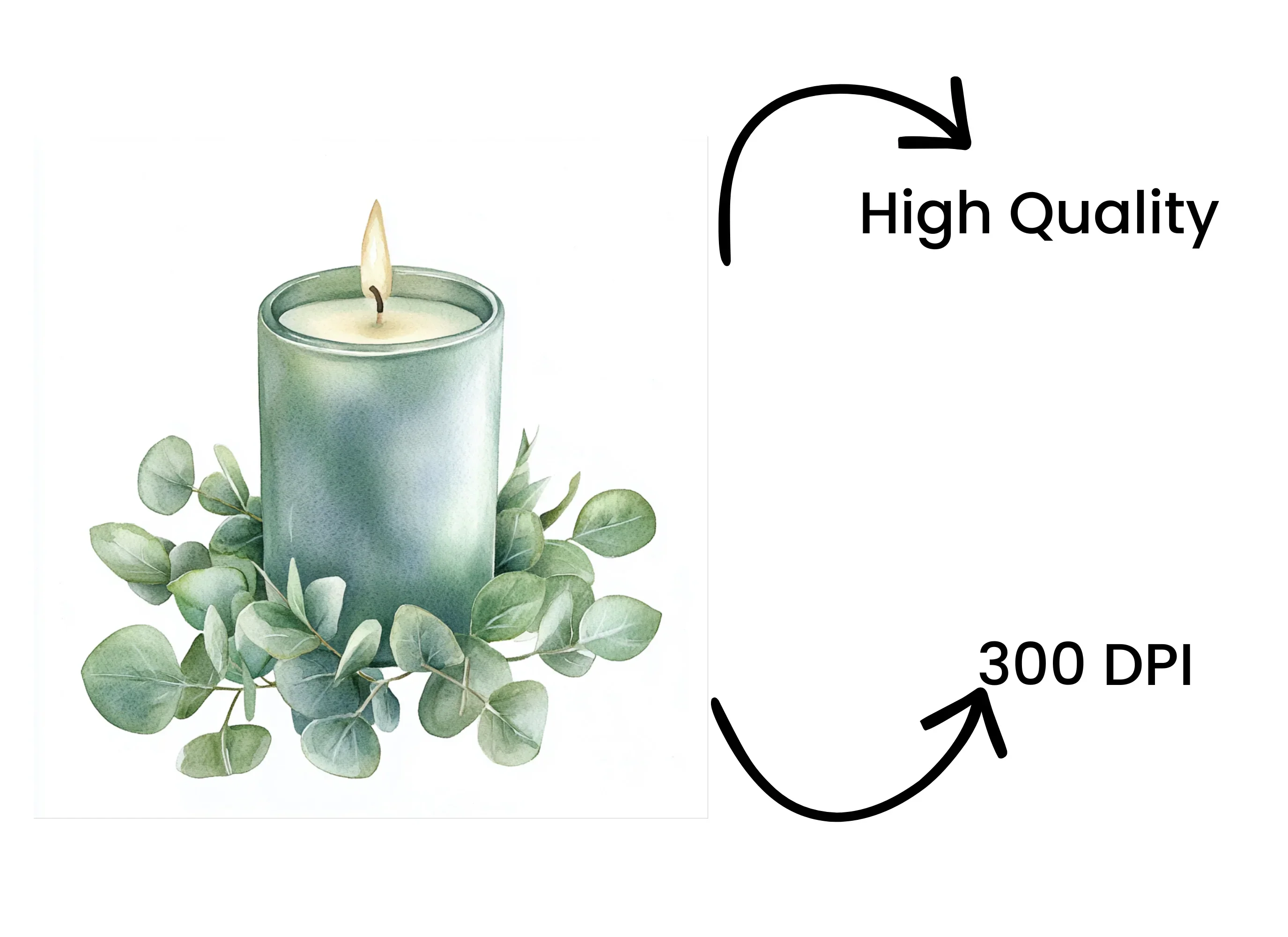 Blue Eucalyptus Candle Clipart Bundle - Image 4