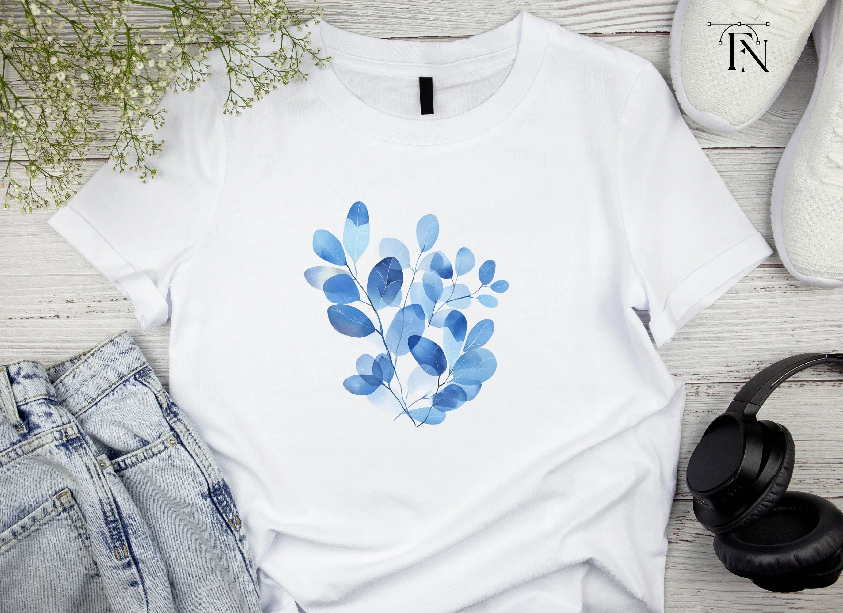 Blue Eucalyptus Leaves Clipart Bundle - Image 4